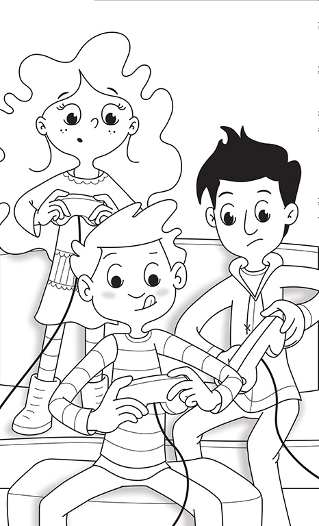 illustration tirée de l'histoire 1 d'un recueil de 4 histoires, ces images sont la propriété des Éditions Caractère Inc.