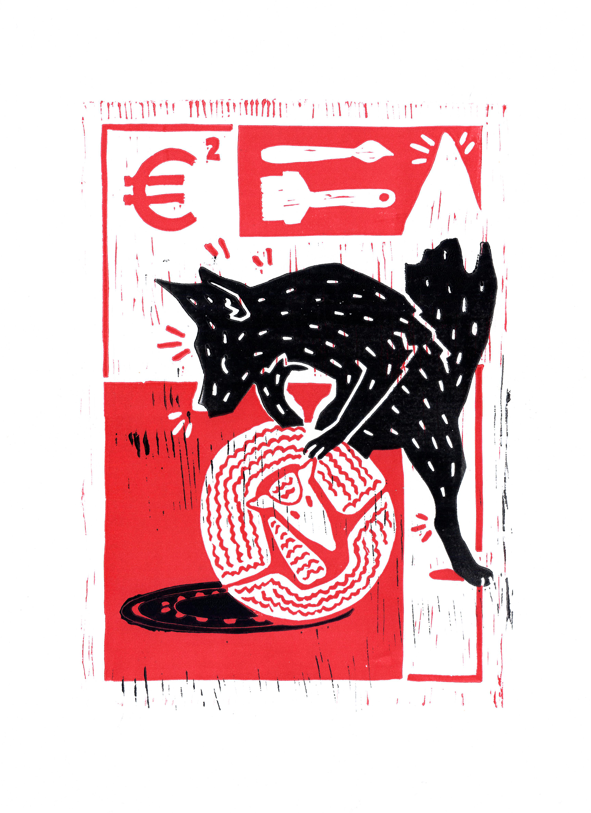 linoleum print animals