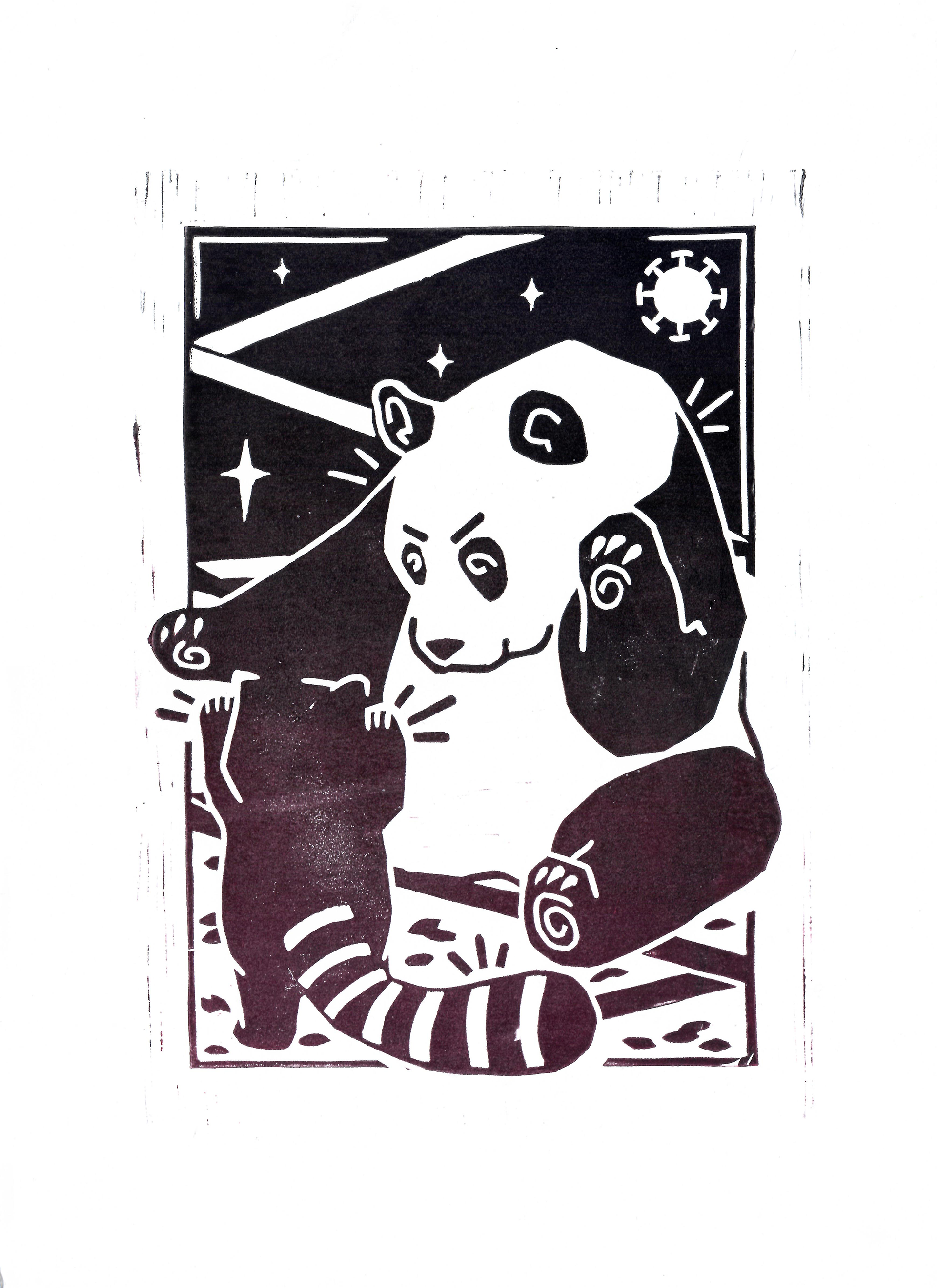 linoleum print animals