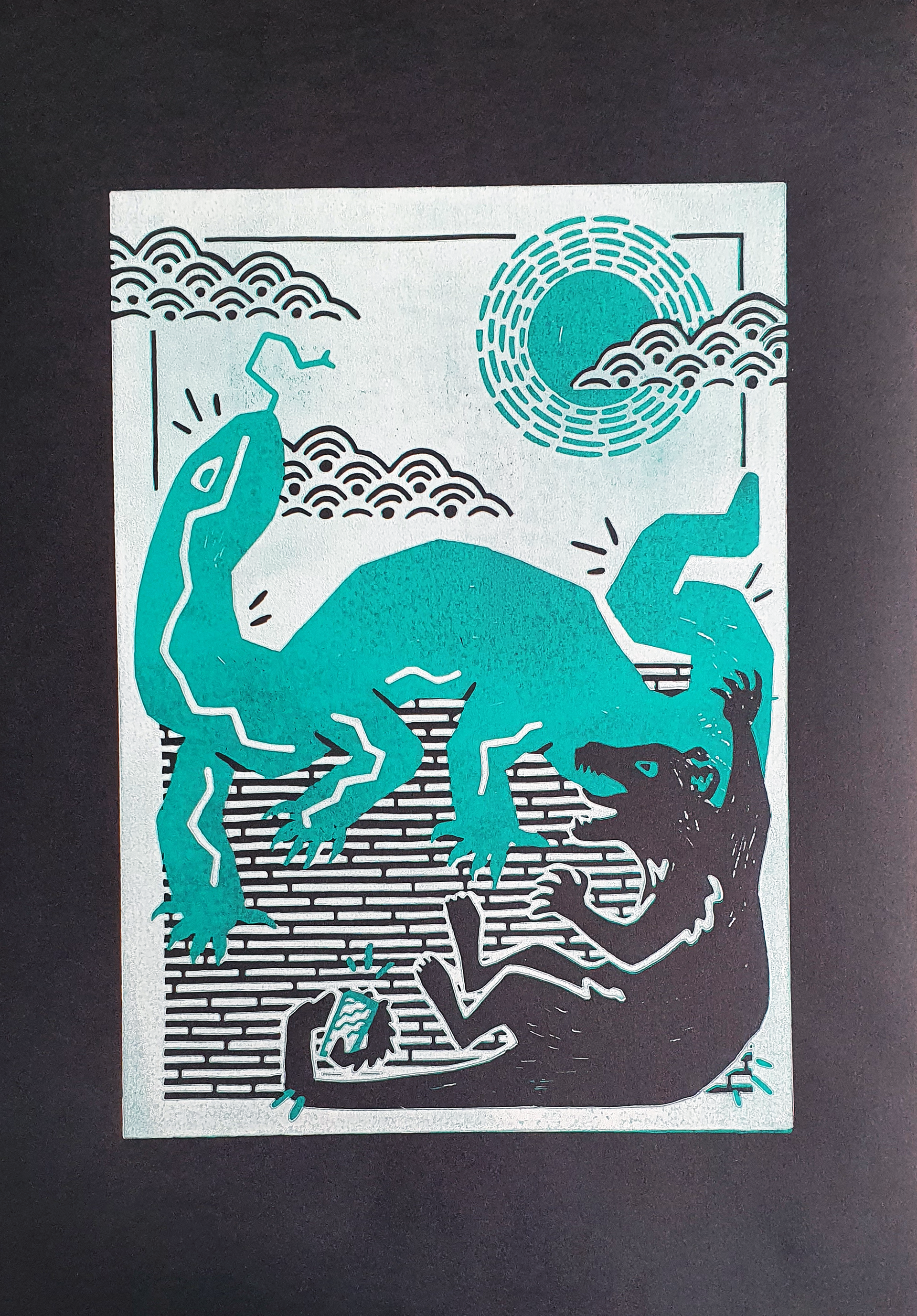 linoleum print animals
