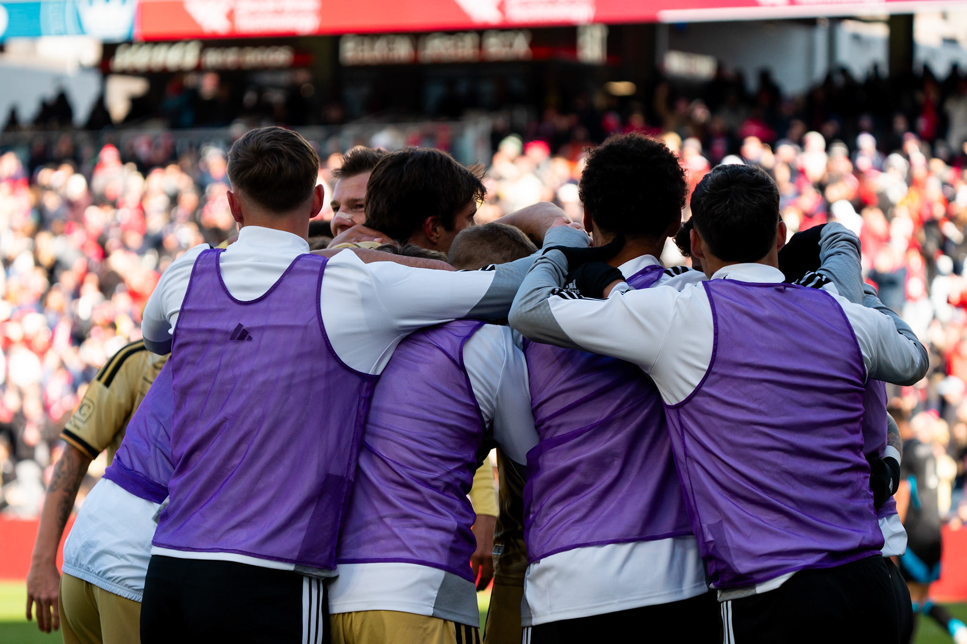 Bench players celebrate a goal with teammates against Charlotte FC.St. Louis City FC vs. FC Charlotte on February 21, 2026 at Energizer Park in St. Louis, MO. Photo by Daniel Laubhan