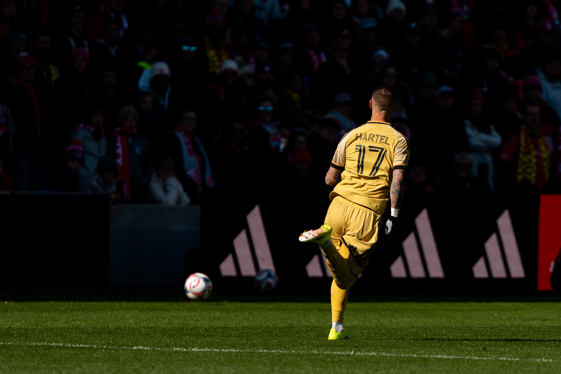 St. Louis CITY SC midfielder Marcel Hartel (17) jogs down the field in transition.St. Louis City FC vs. FC Charlotte on February 21, 2026 at Energizer Park in St. Louis, MO. Photo by Daniel Laubhan