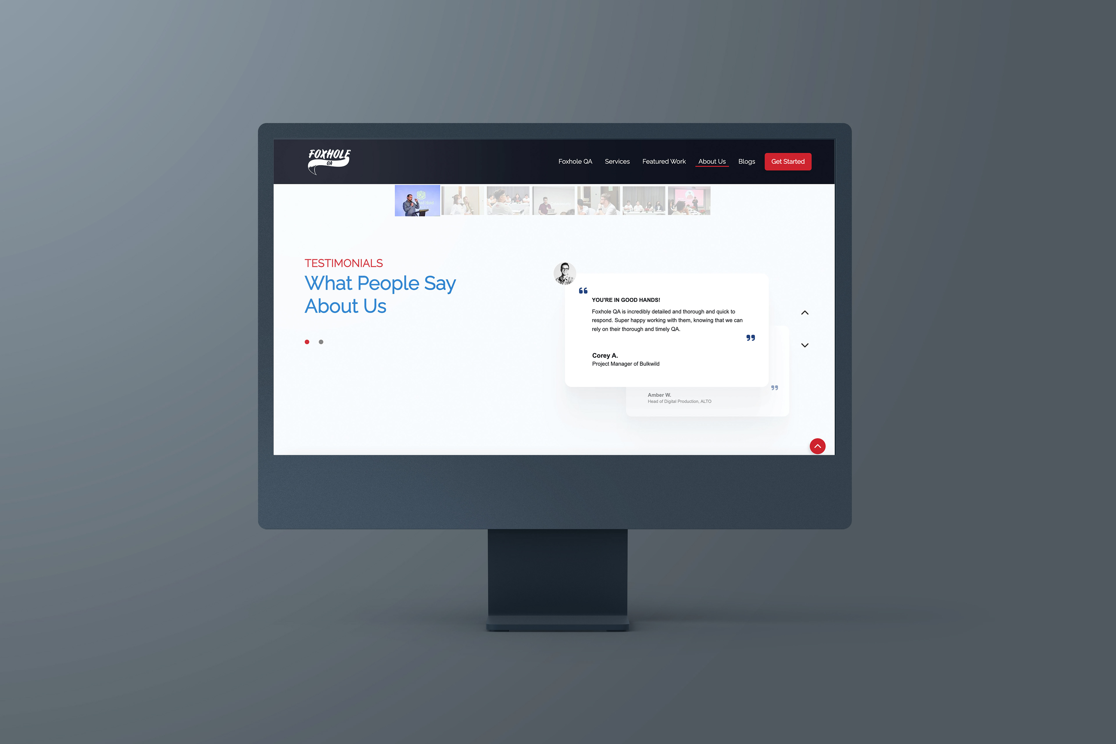 Foxhole QA Testimonial Section