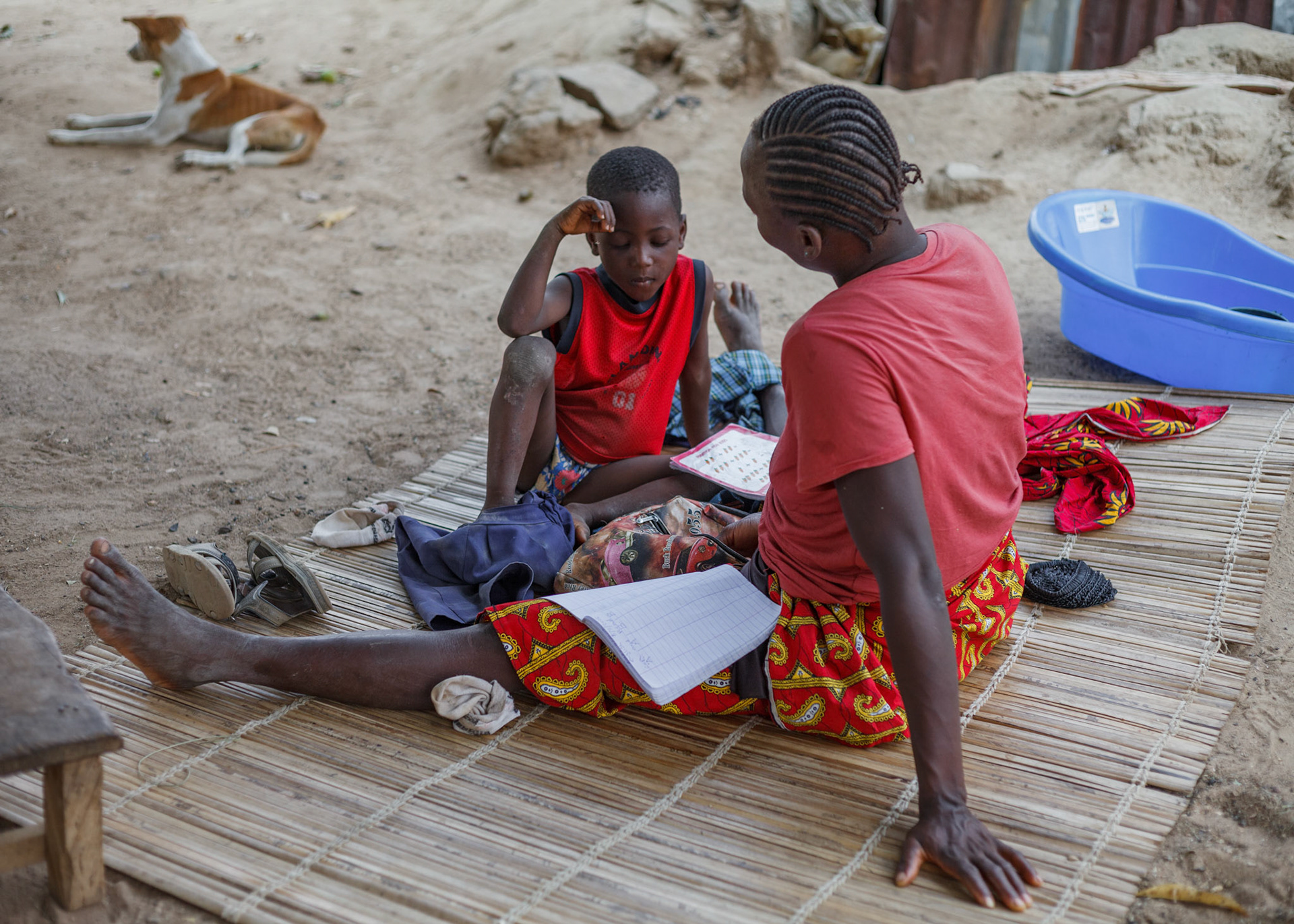 Doing homework with mom