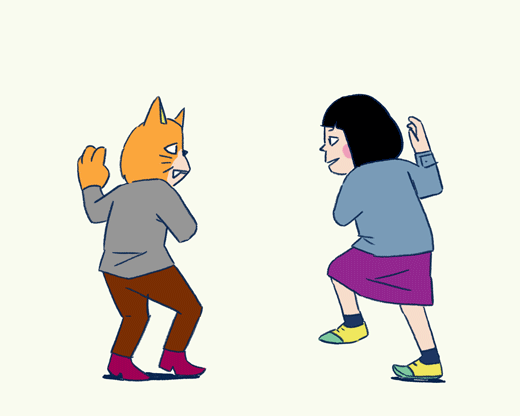the cat and the girl dance