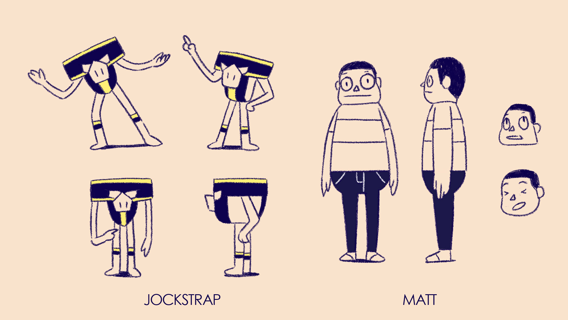 Character design for Matt and Jockstrap