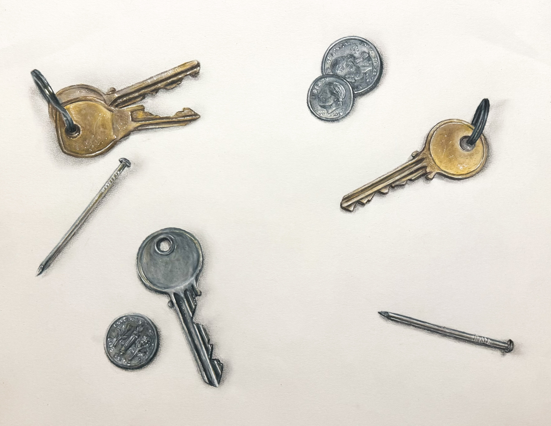 4. Keys, 2024, colored pencil and pencil on paper