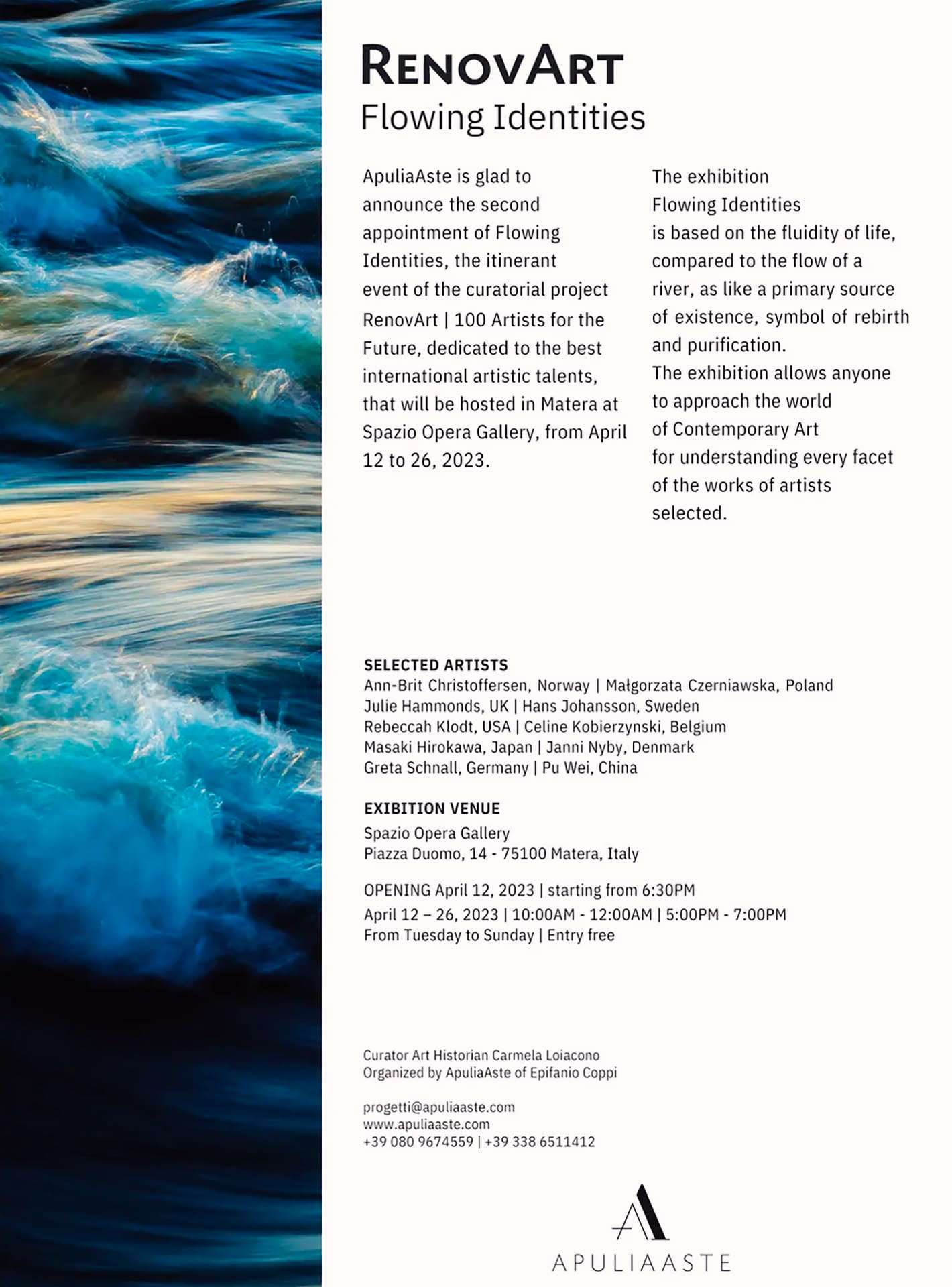 Flyer - RenovArt | Flowing Identities at Spazio Opera Gallery - ApuliaAste