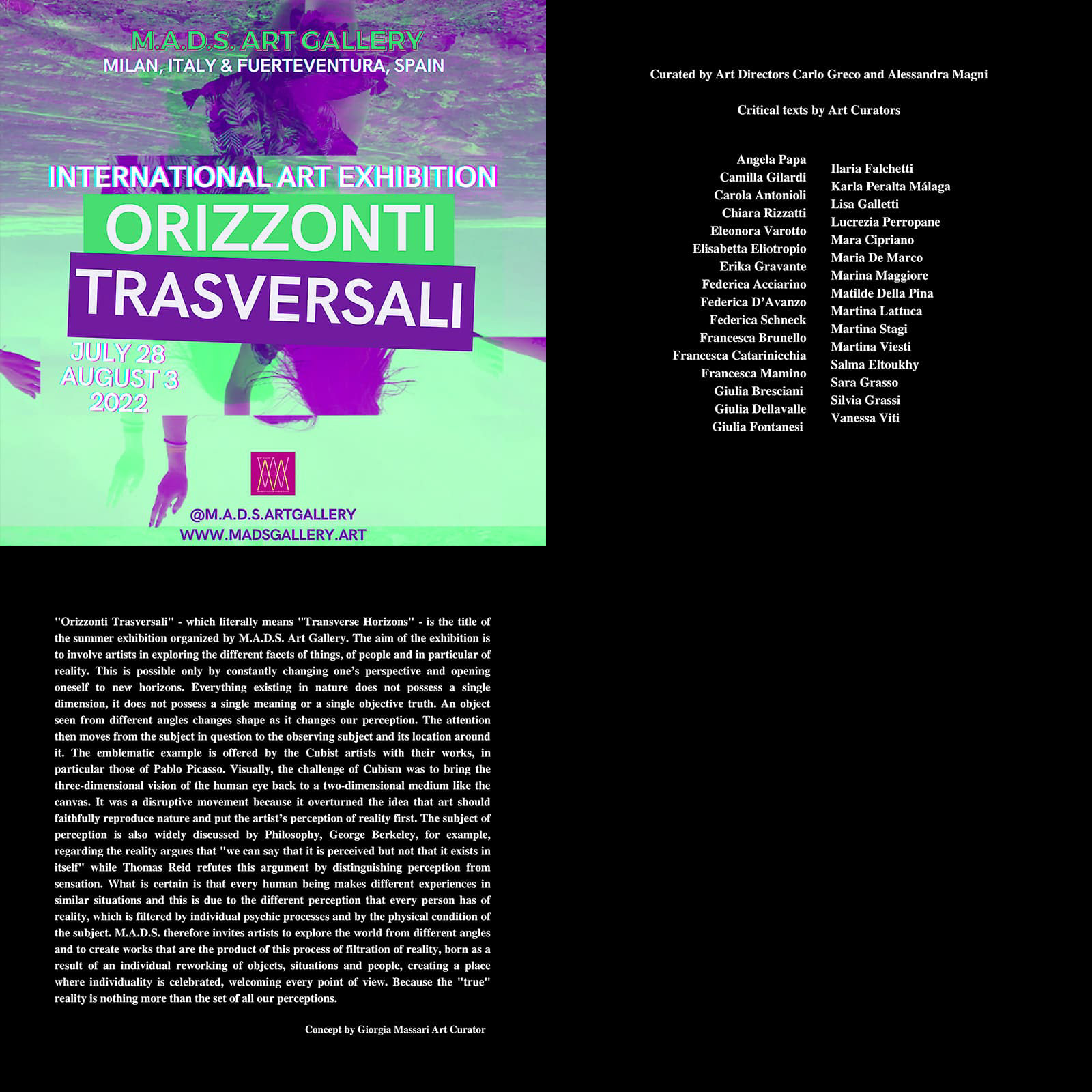 Concept - ORIZZONTI TRASVERSALI 2022 - M.A.D.S. ART GALLERY