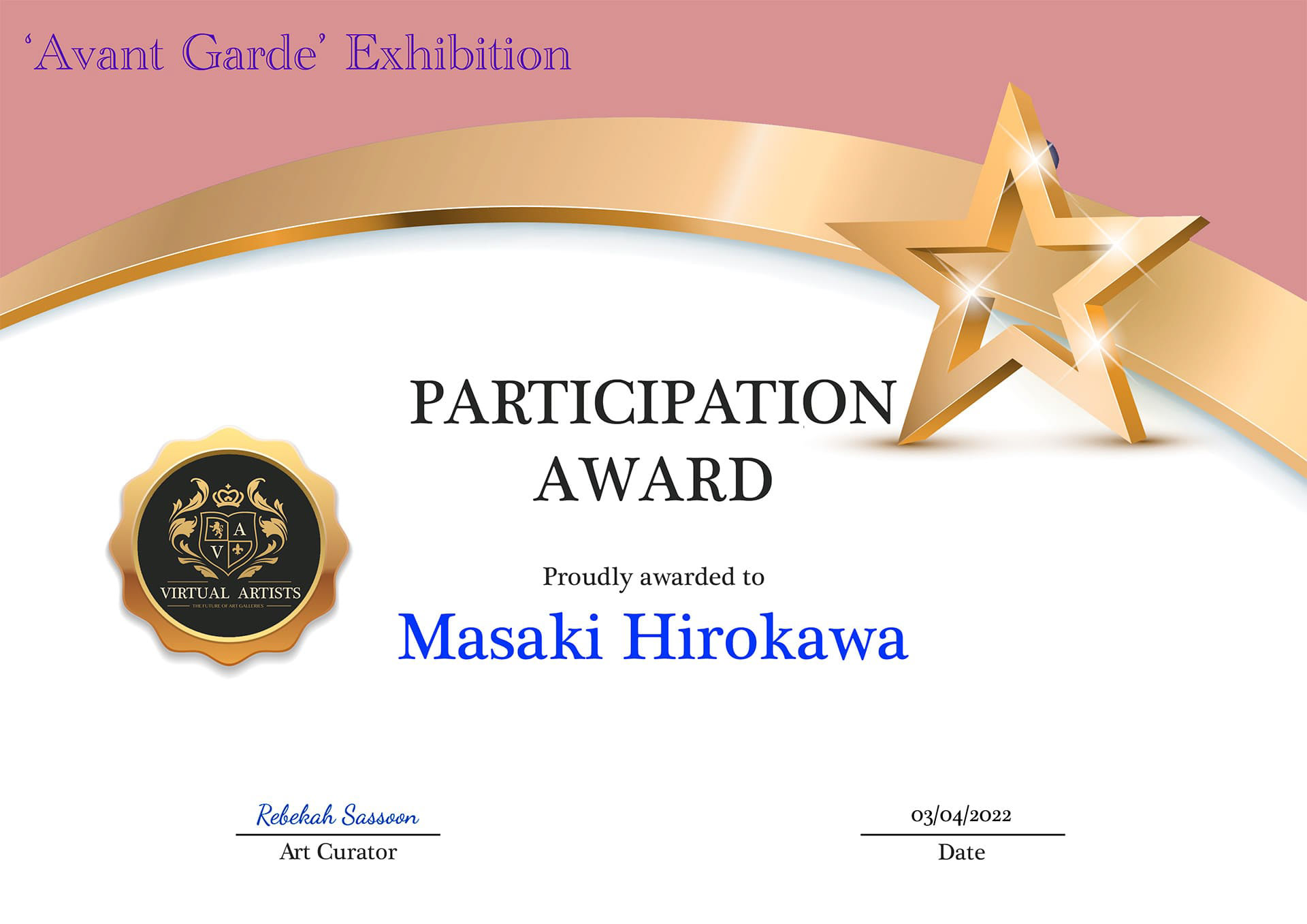 Avant Garde Exhibition - PARTICIPATION AWARD - Masaki Hirokawa / 廣川政樹
