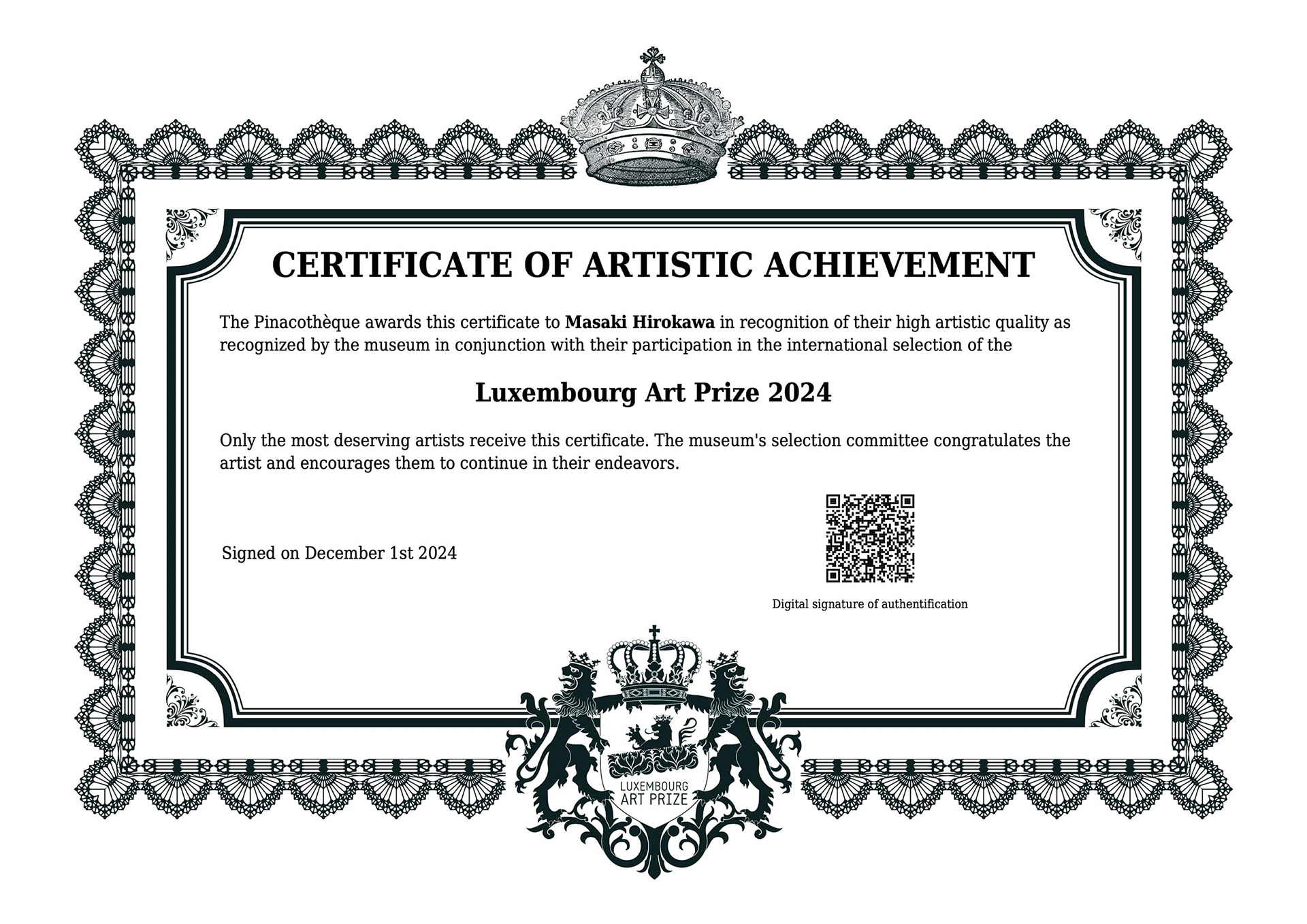 Masaki Hirokawa / 廣川政樹 - Luxembourg Art Prize - Meritorious Service to the Arts Award