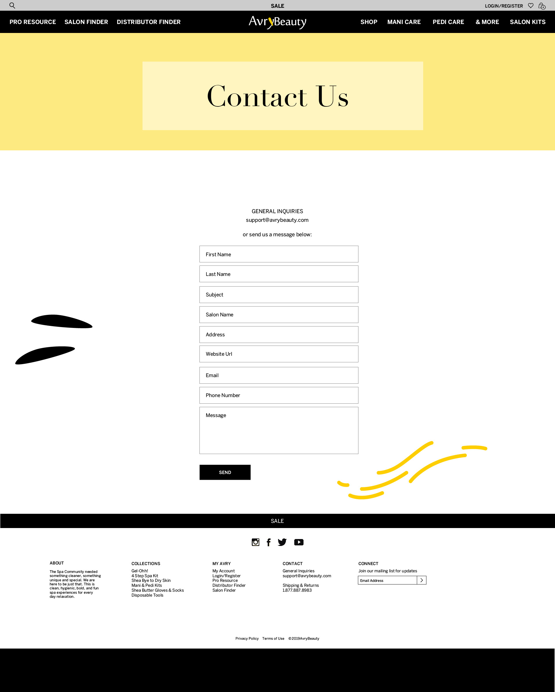 Contact page mockup