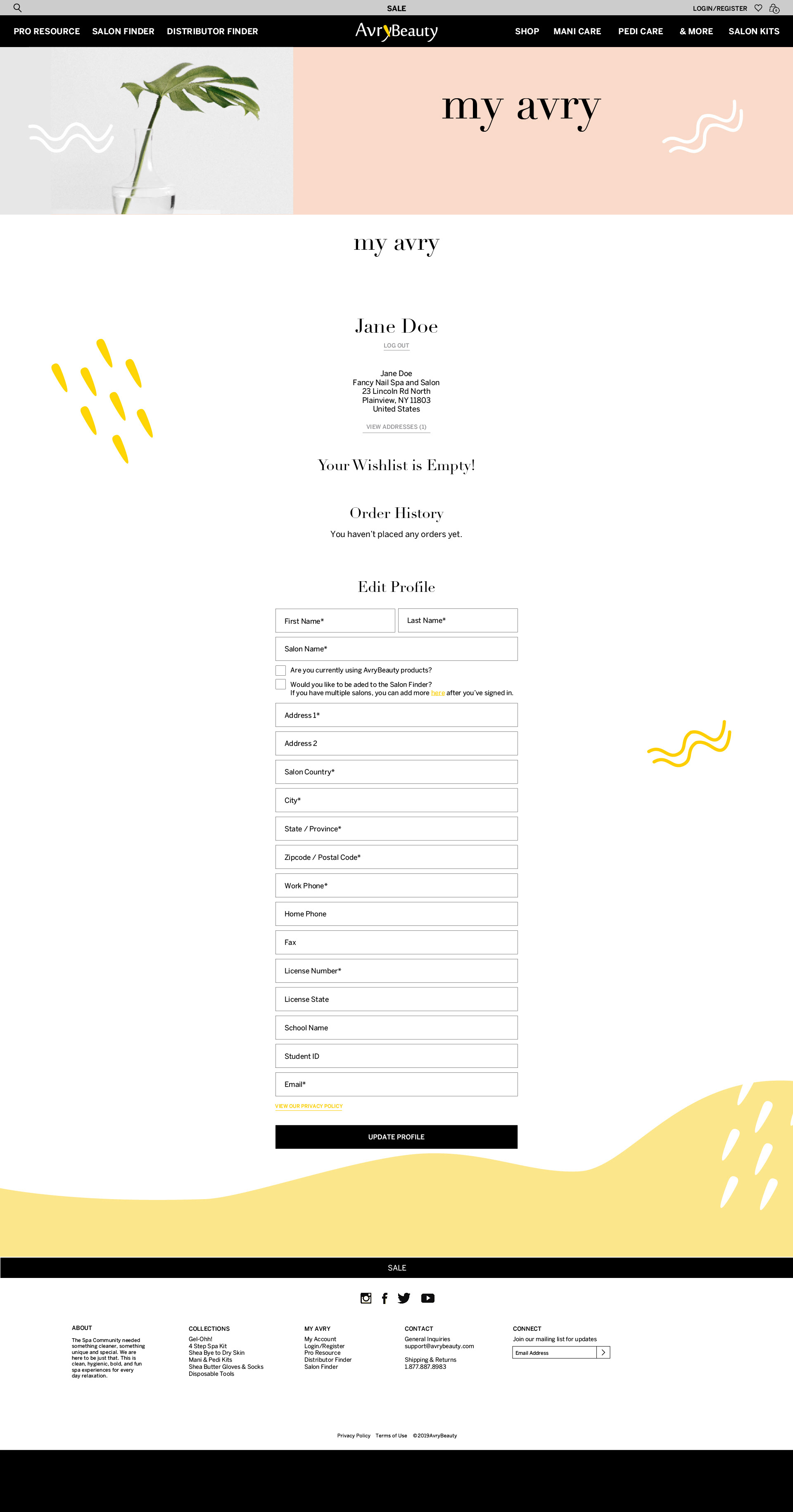 Account page mockup