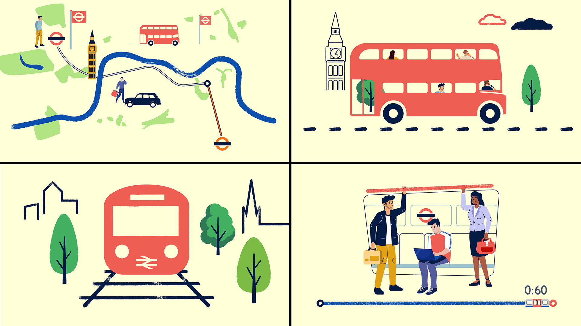 london transport icons refugee council animation