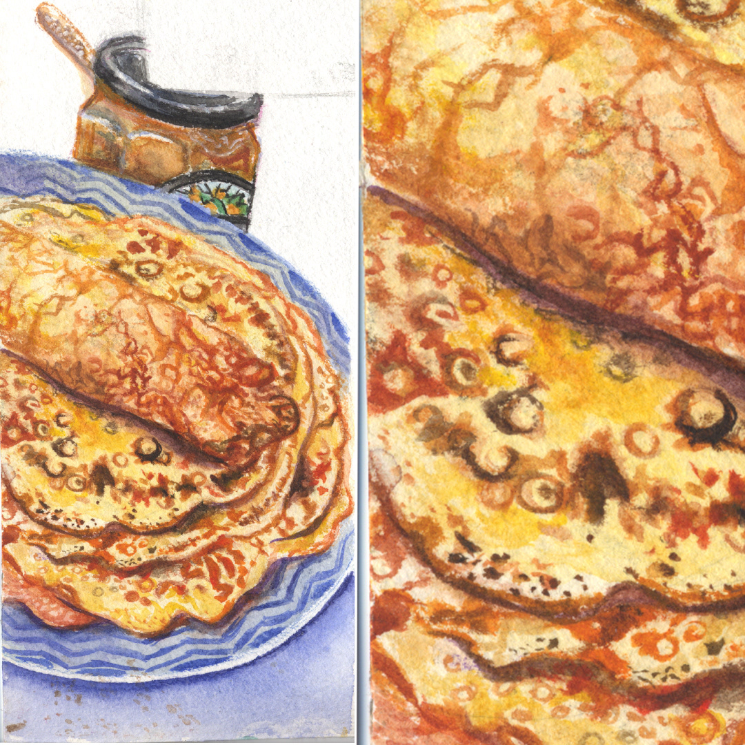 Russian Blini Watercolor from Life
