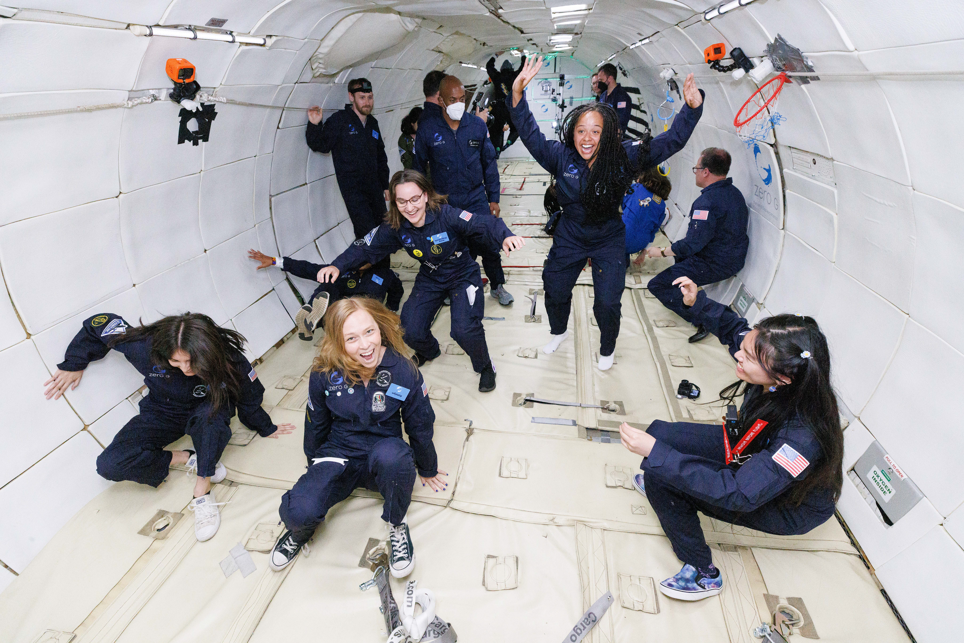 Image of people on the flight experiencing lunar gravity. Credit: Zero G Corp and Steve Boxall