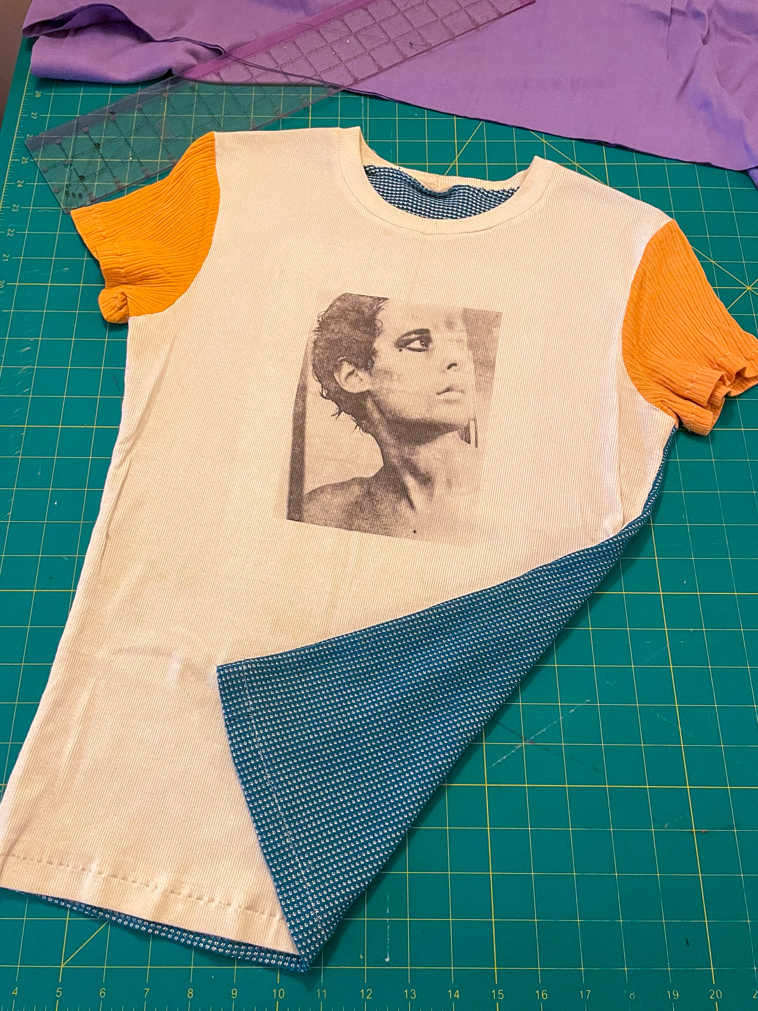 self portrait screen print hand sewn tshirt 2009