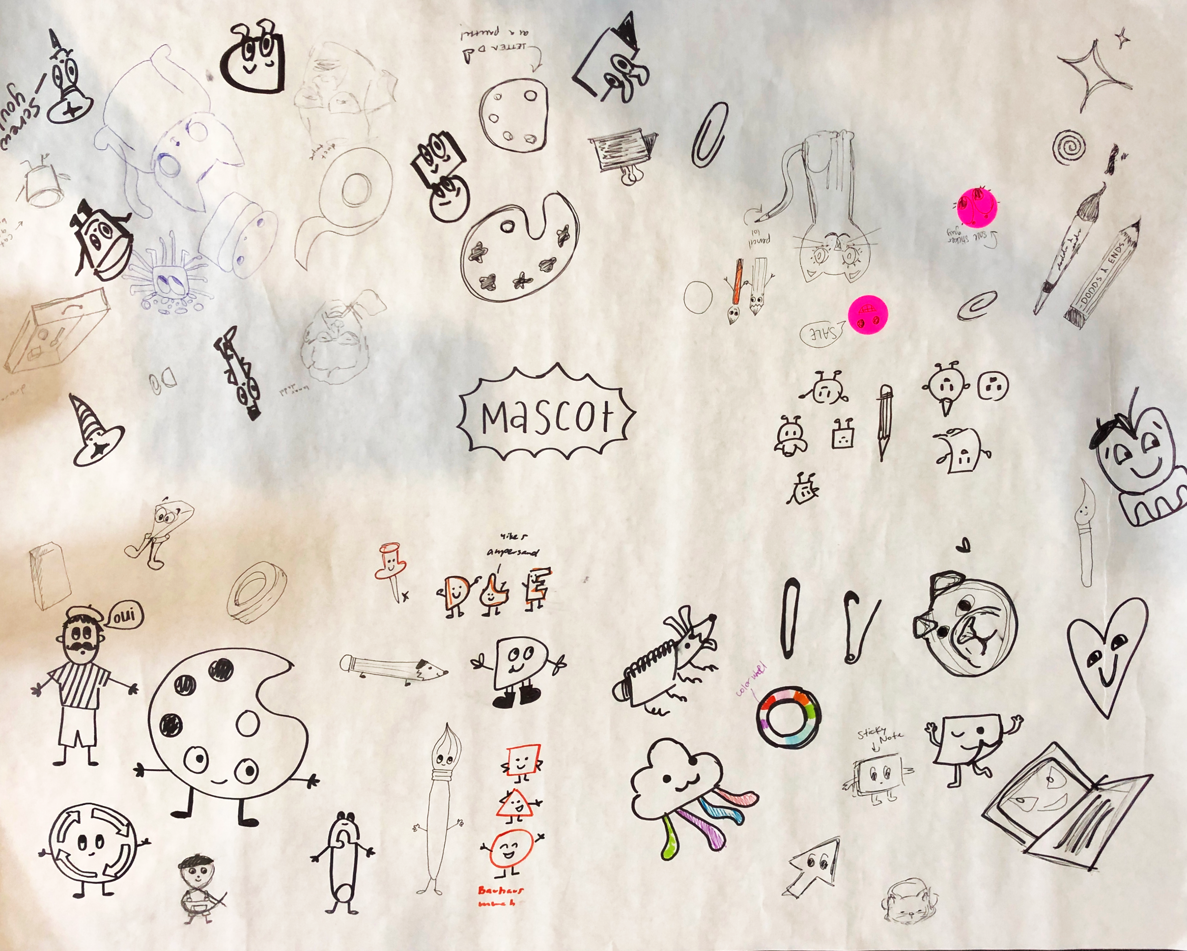 Mascot iconography exploration conducted by the whole Layton Design Studio