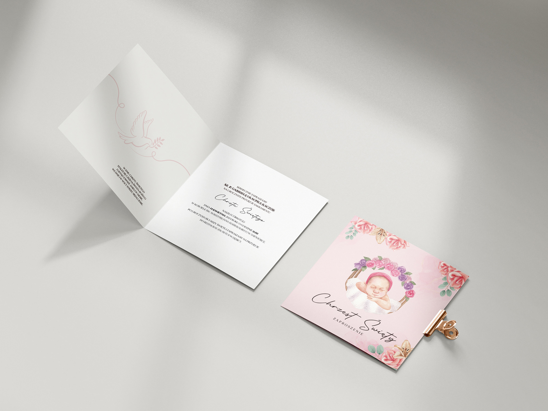 Projekt zaproszenia na Chrzest Święty