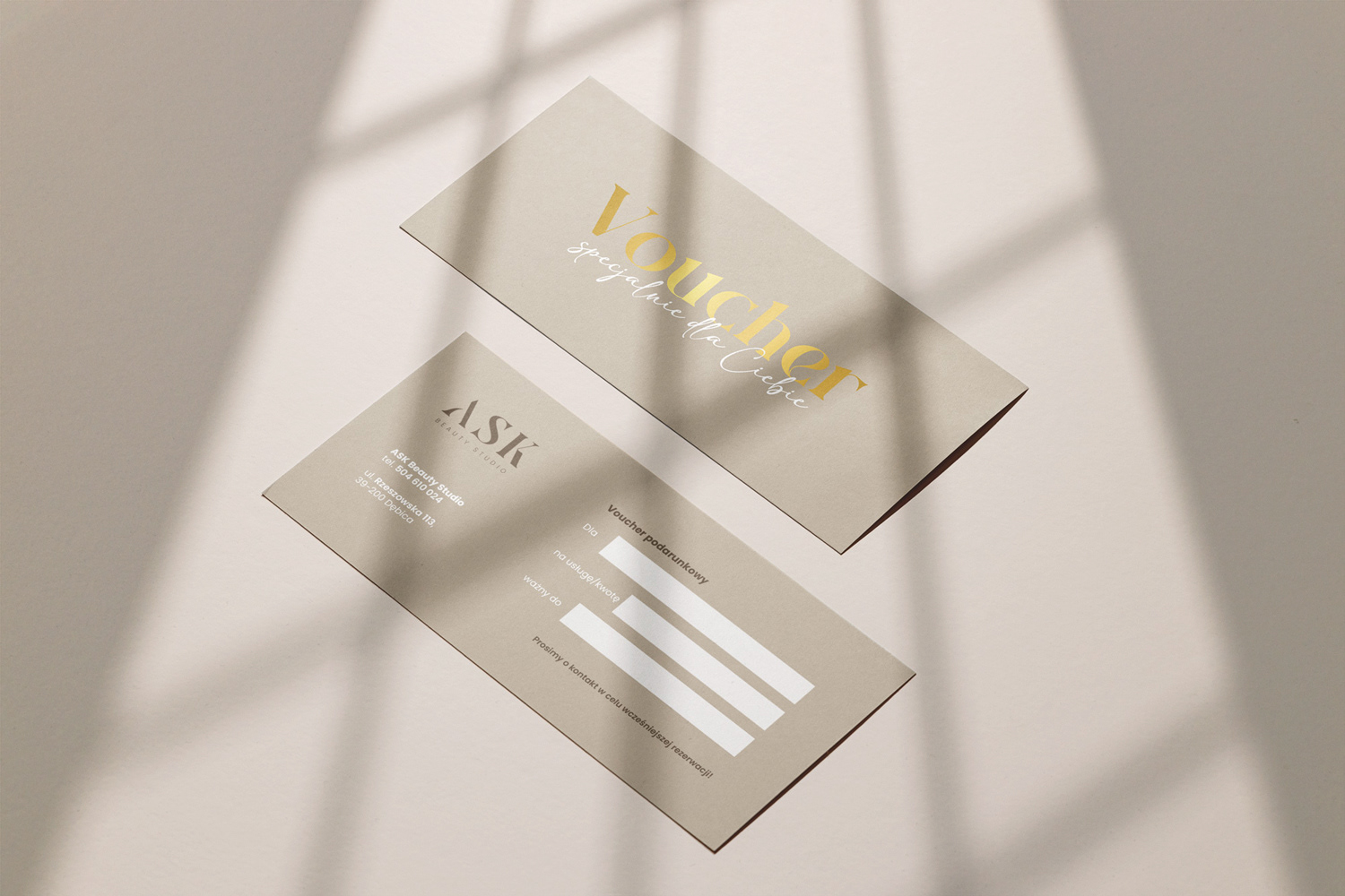Projekt voucher ze złoceniem dla ASK Beauty Studio Dębica