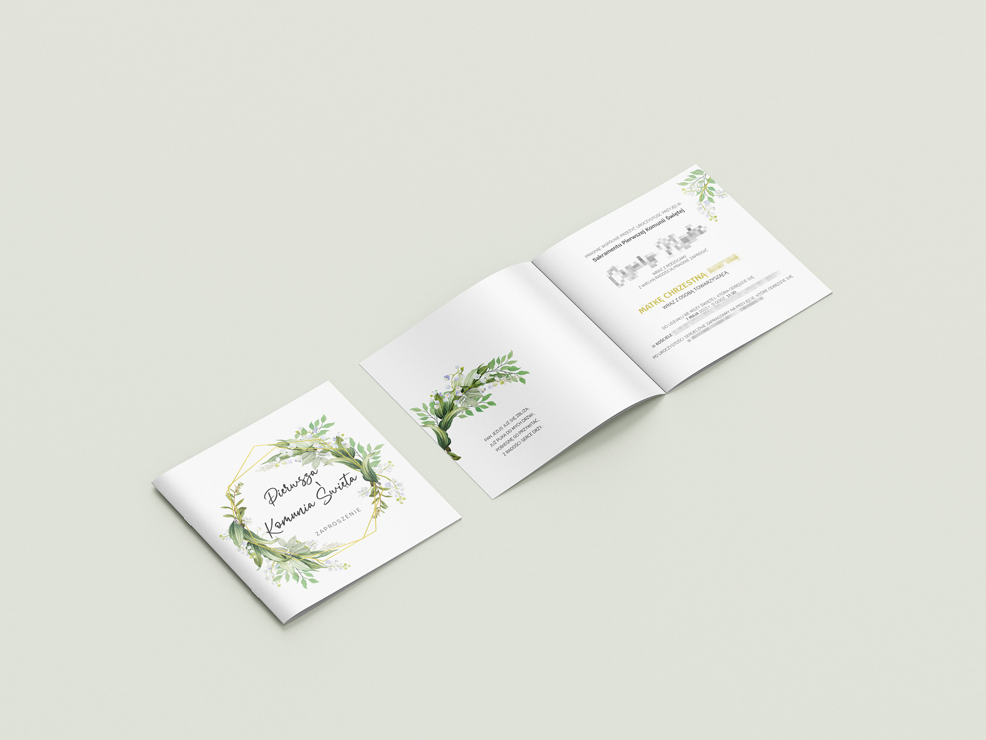 Projekt zaproszenia na Komunię Świętą