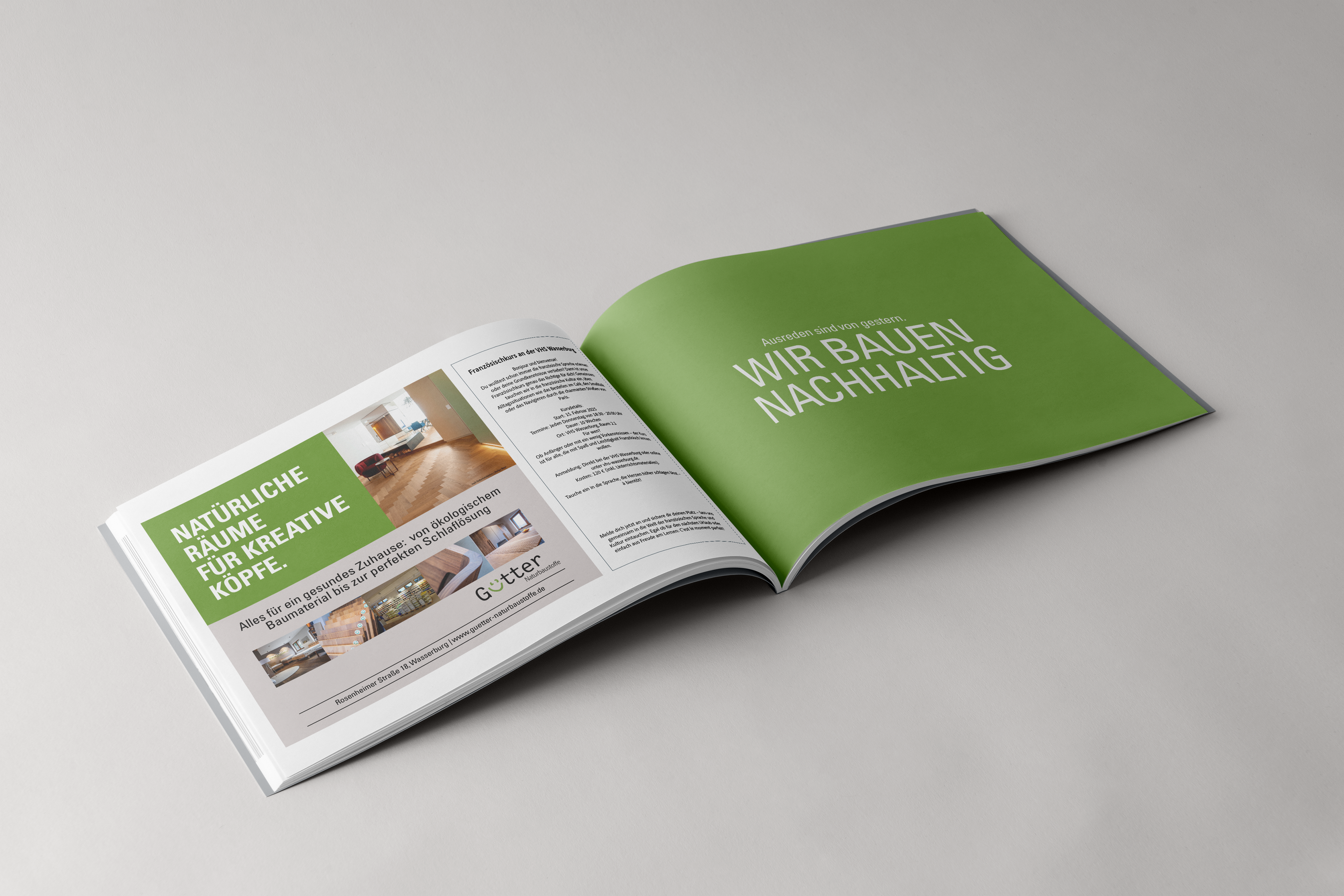 Magazine ad in newspaper featuring graphic design campaign of building company