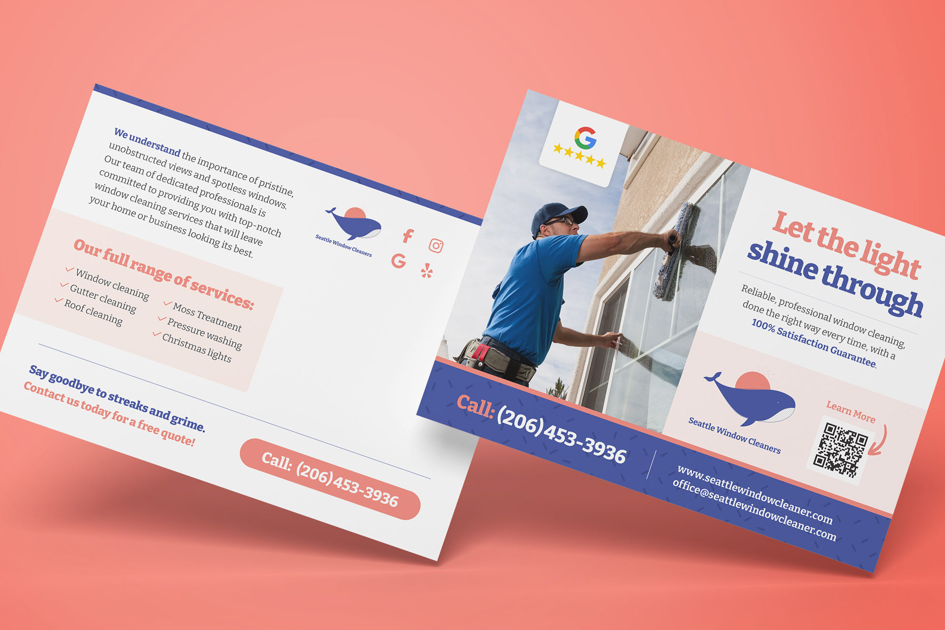 Seattle Window Cleaners Postcard | Print Design