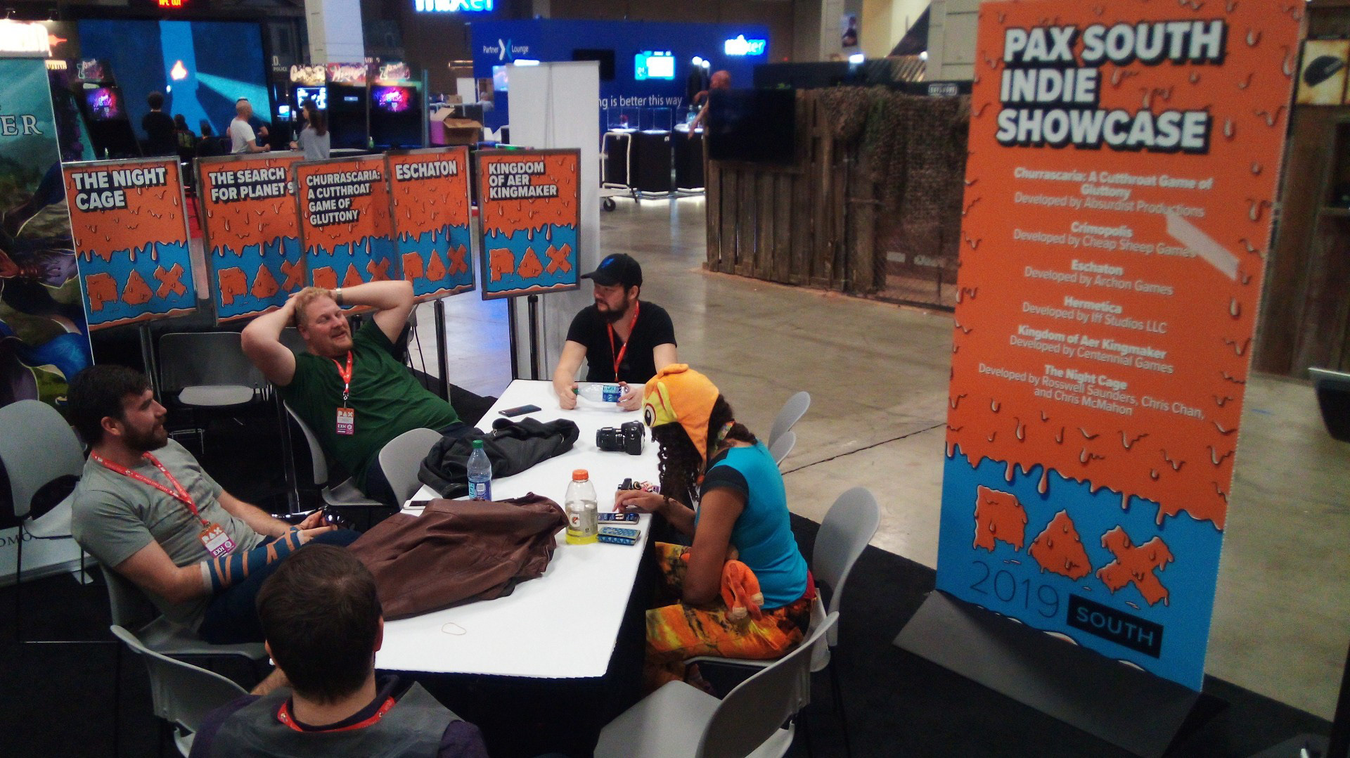 Chatting with other designers the night before the PAX