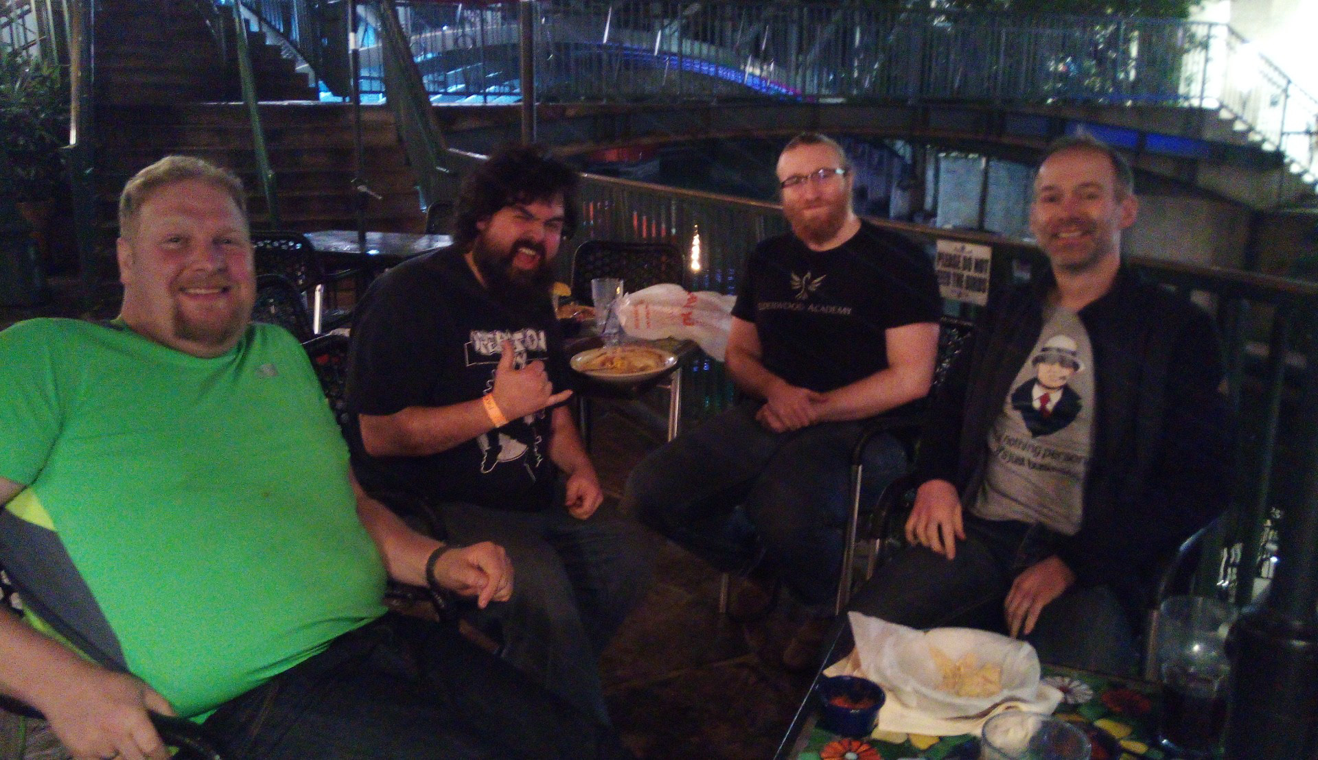 Bumping into other exhibitors in the middle of the city