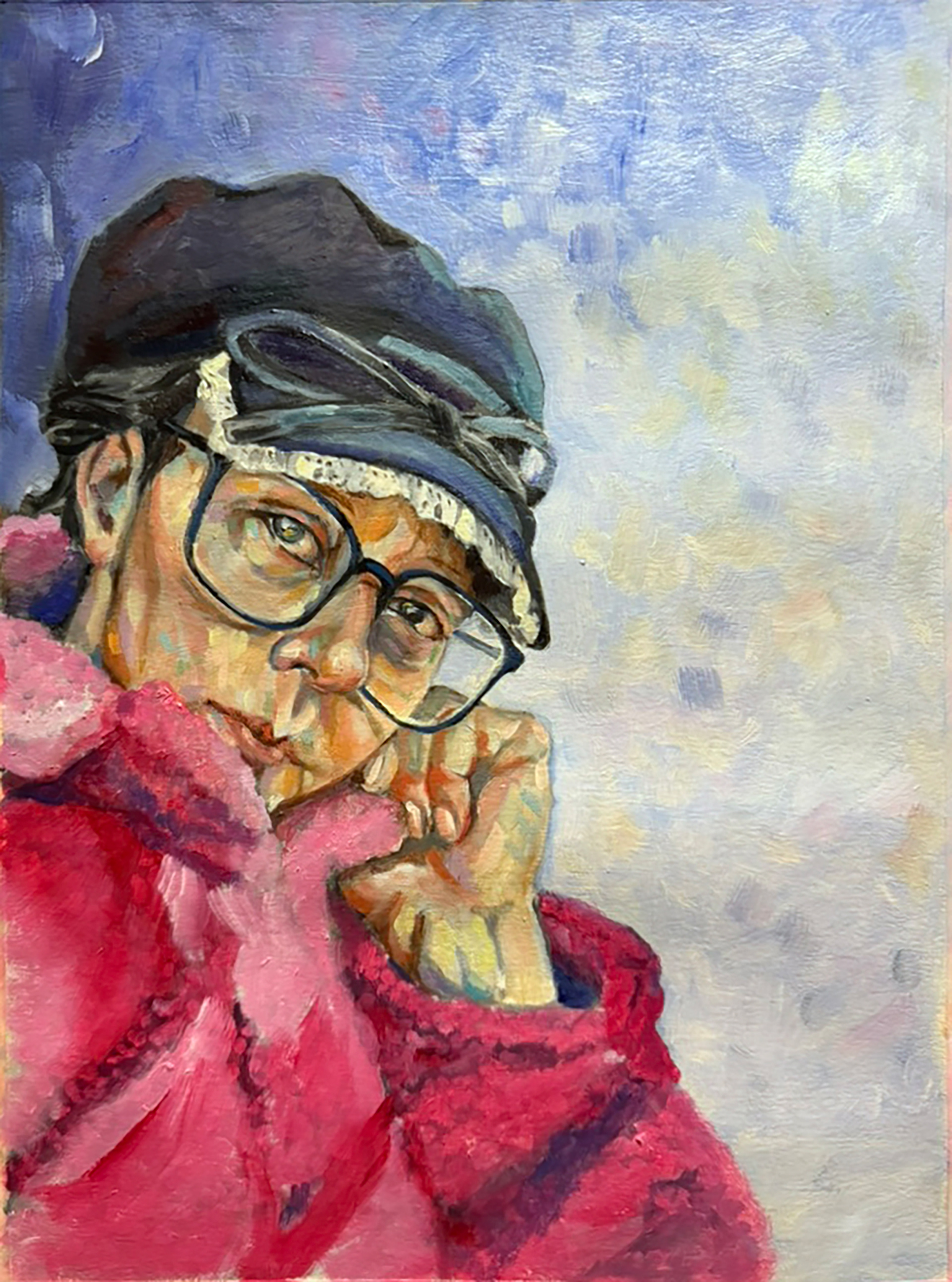 Pink Jacket, oil on paper, 2026