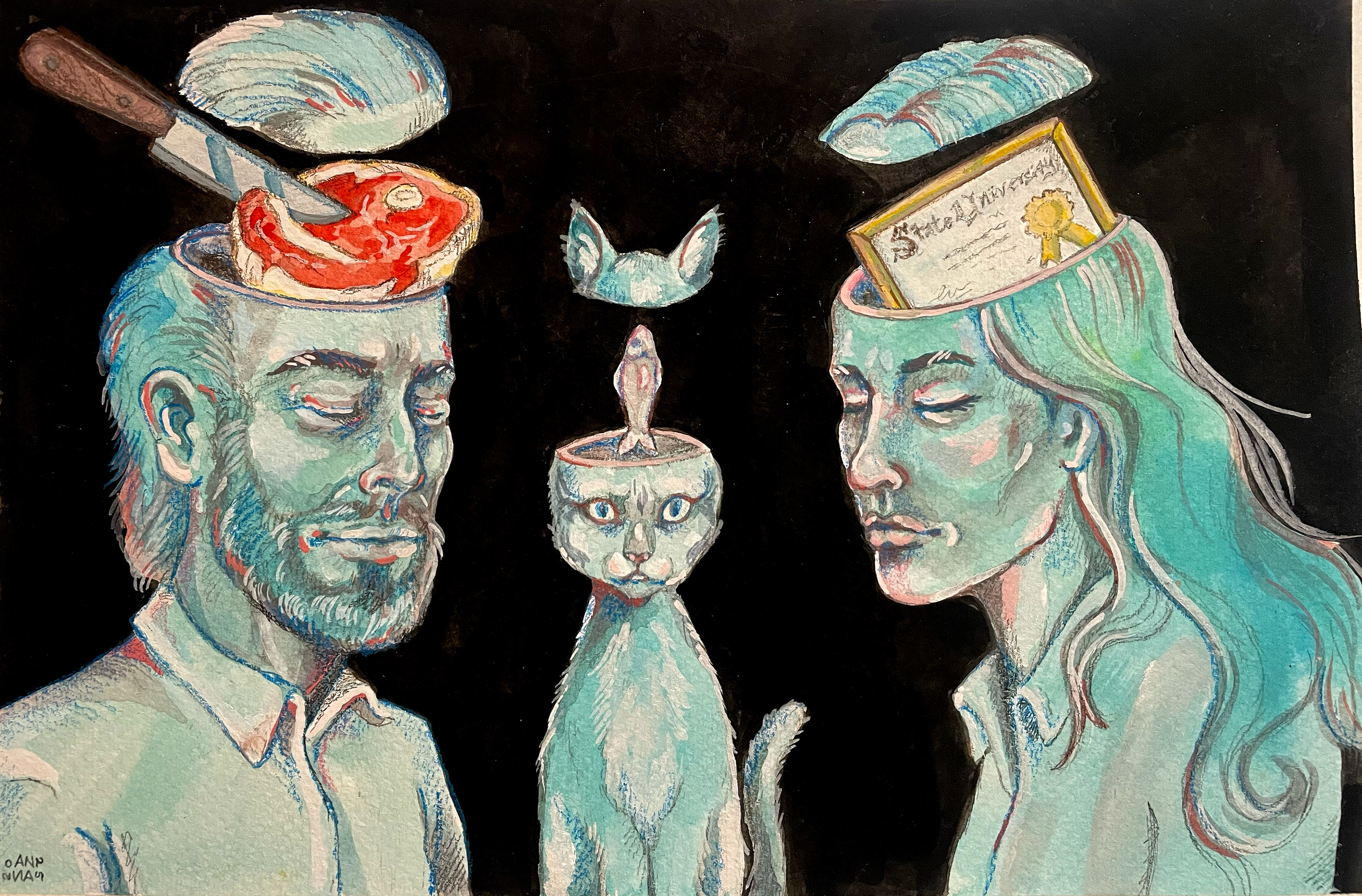 No Thoughts II, Gouache, 2025 