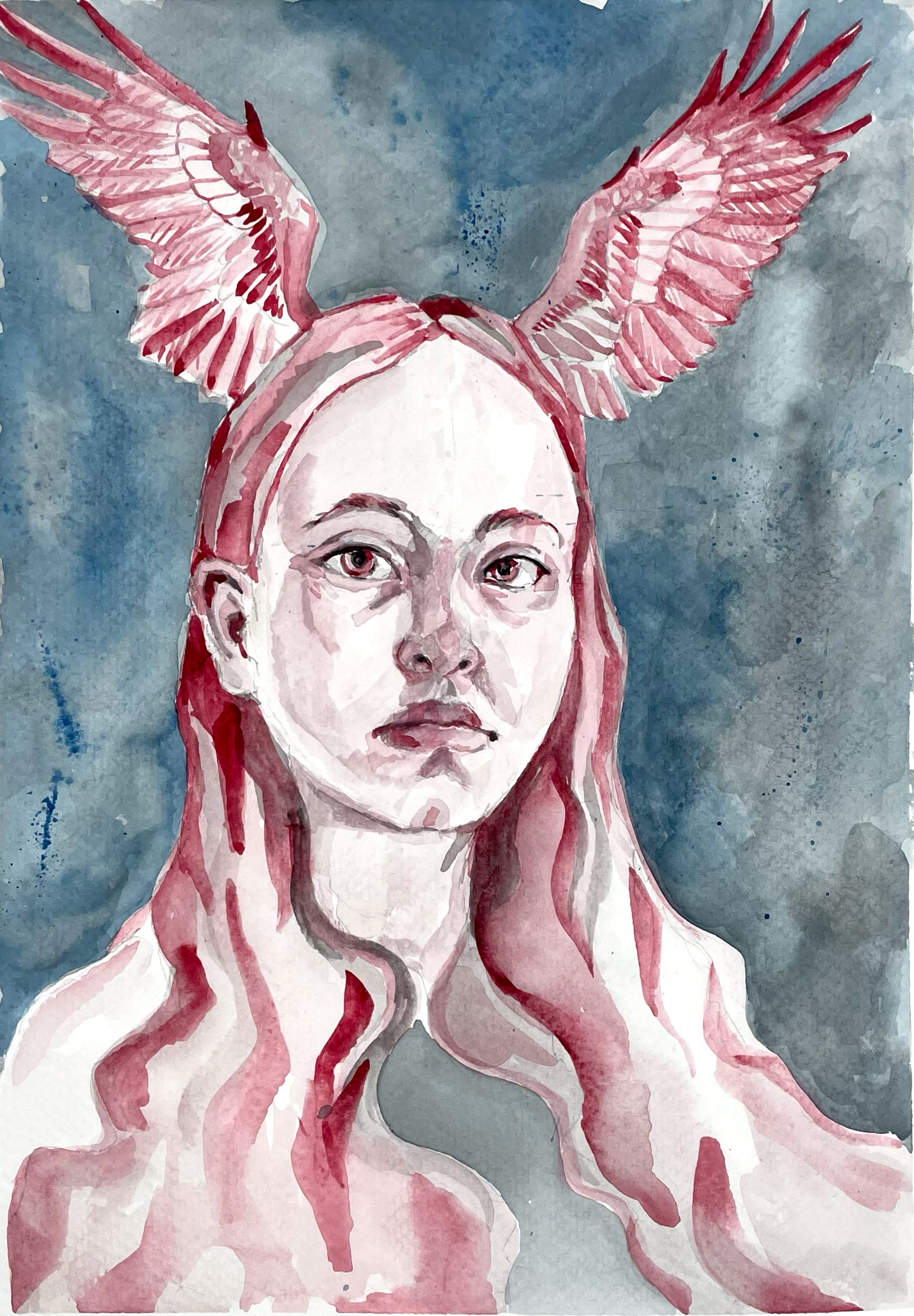 With Wings, Watercolor, 2025