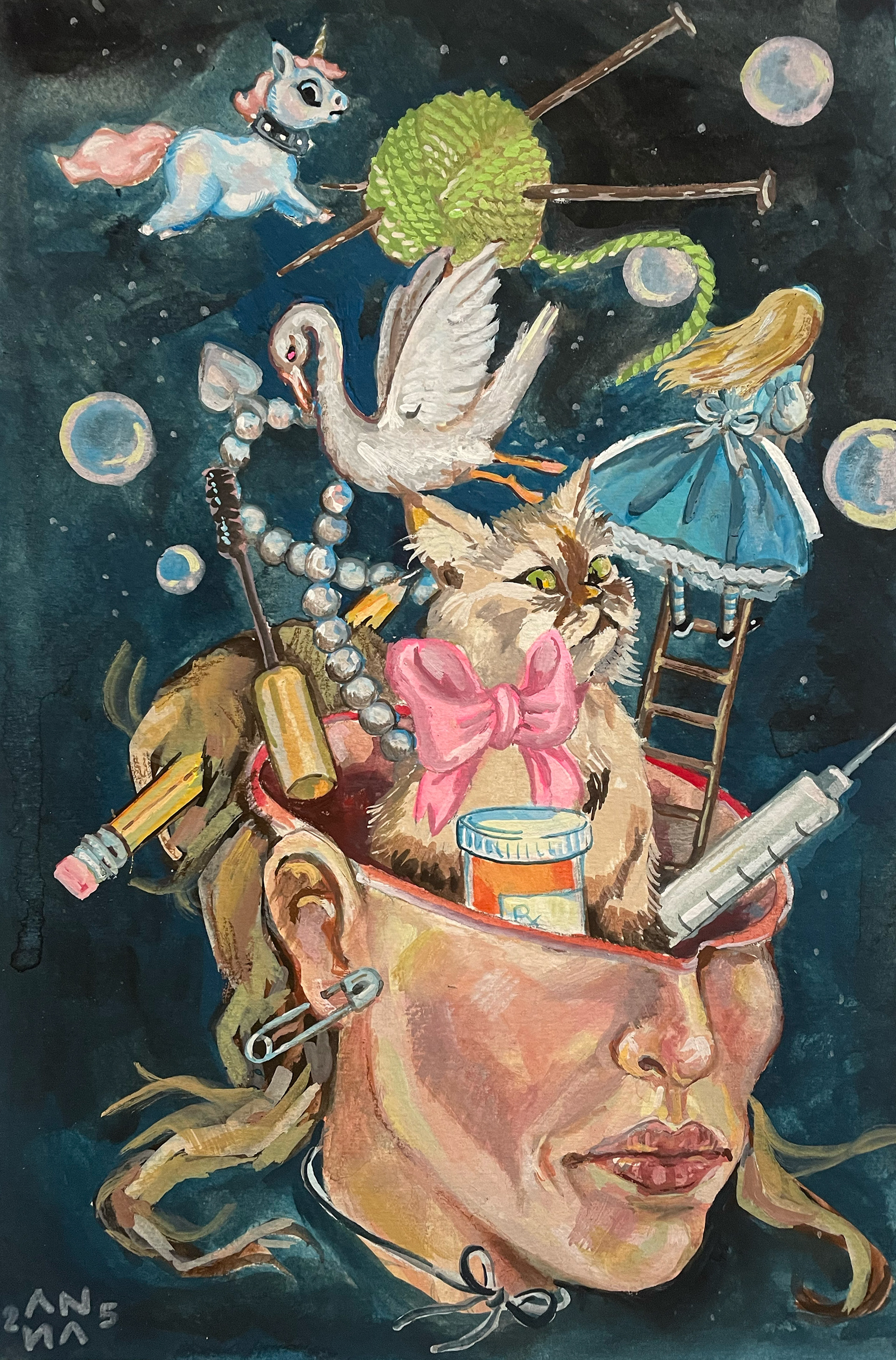 No Thoughts, Gouache, 2025 