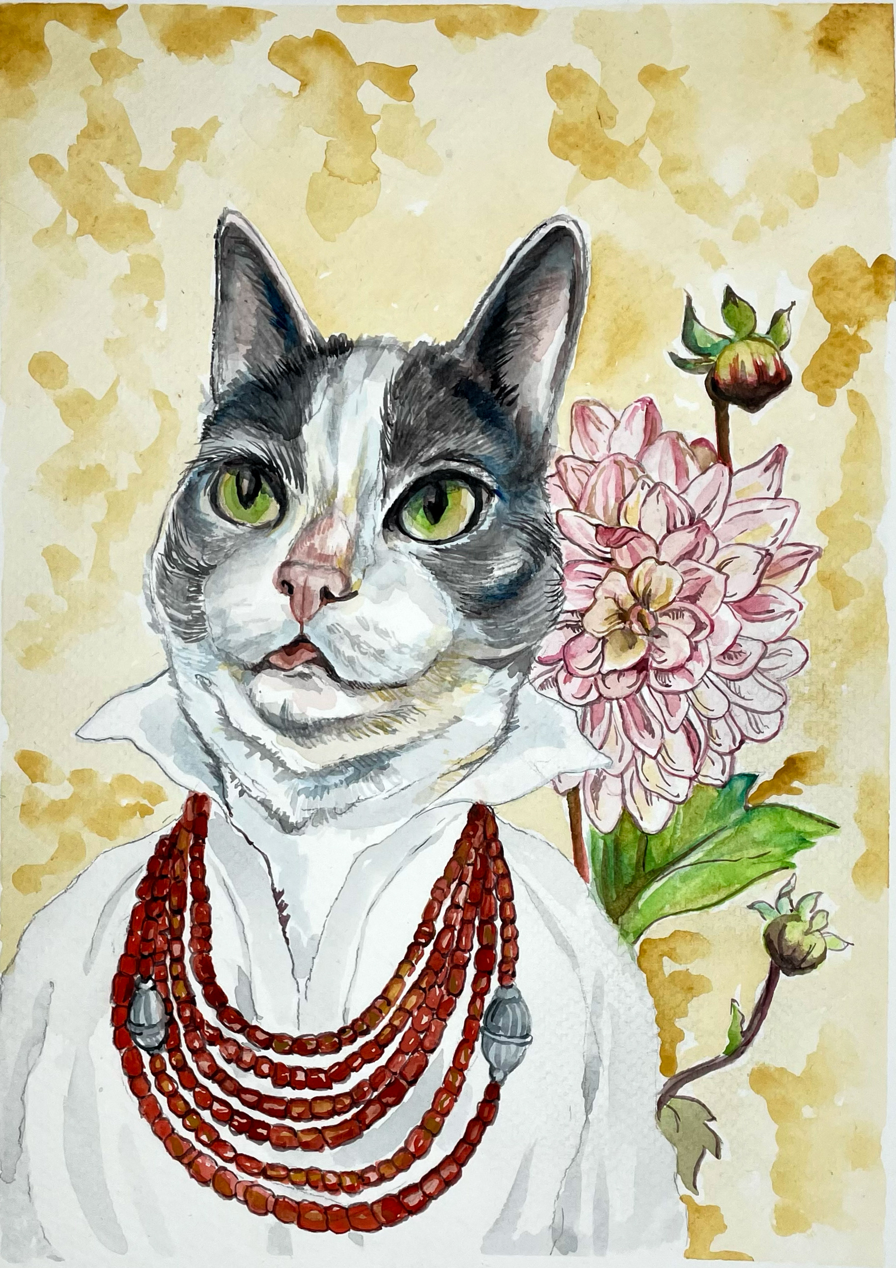 With Flower, Watercolor, 2025
