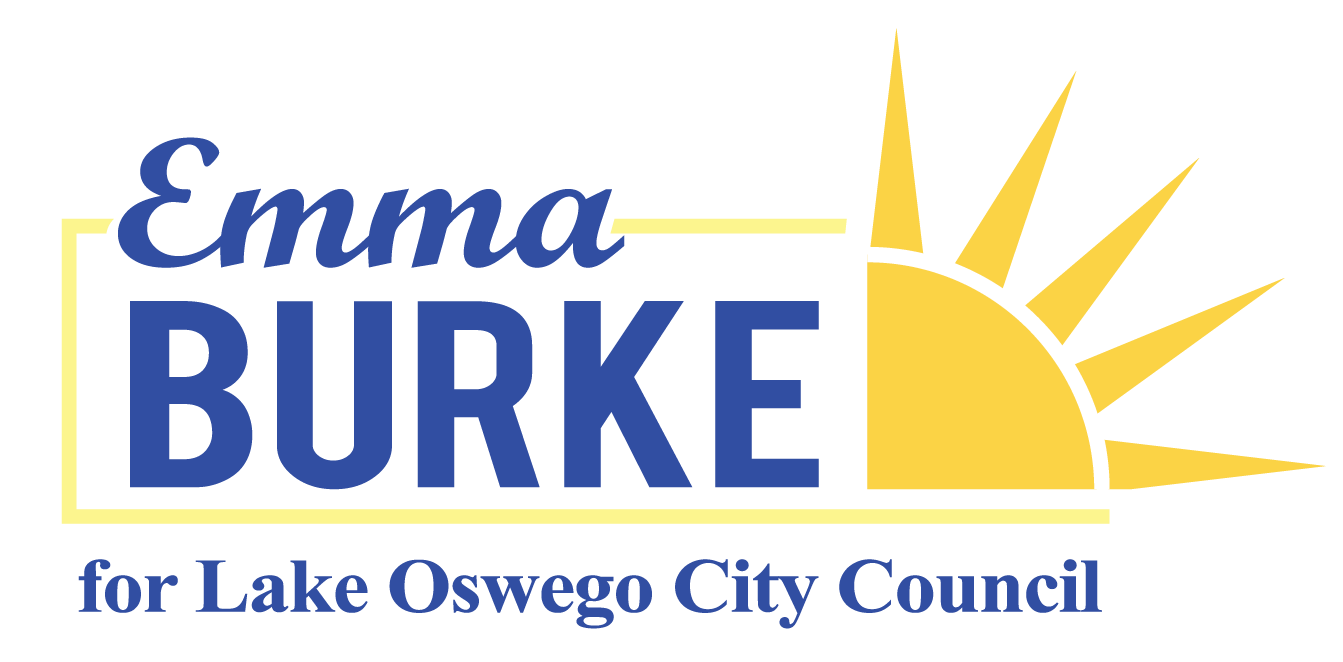 Logo for political candidate Emma Burke who ran for City Council in Lake Oswego, Oregon in 2018. The logo needed to be eye catching and versatile so that it could be used on promotional materials like printed fliers, video ads, and signage.