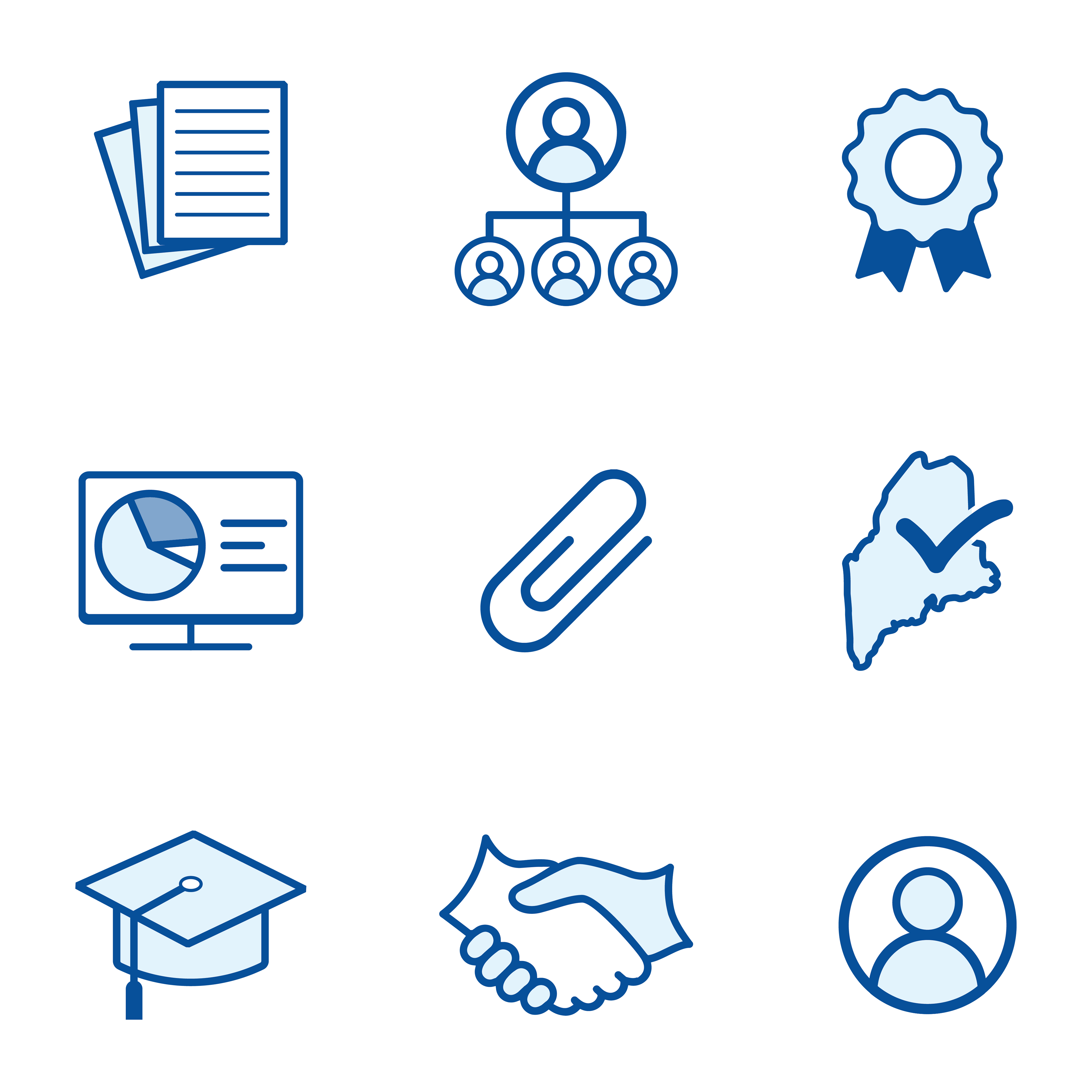 Icons for an insurance agency's internal management software.