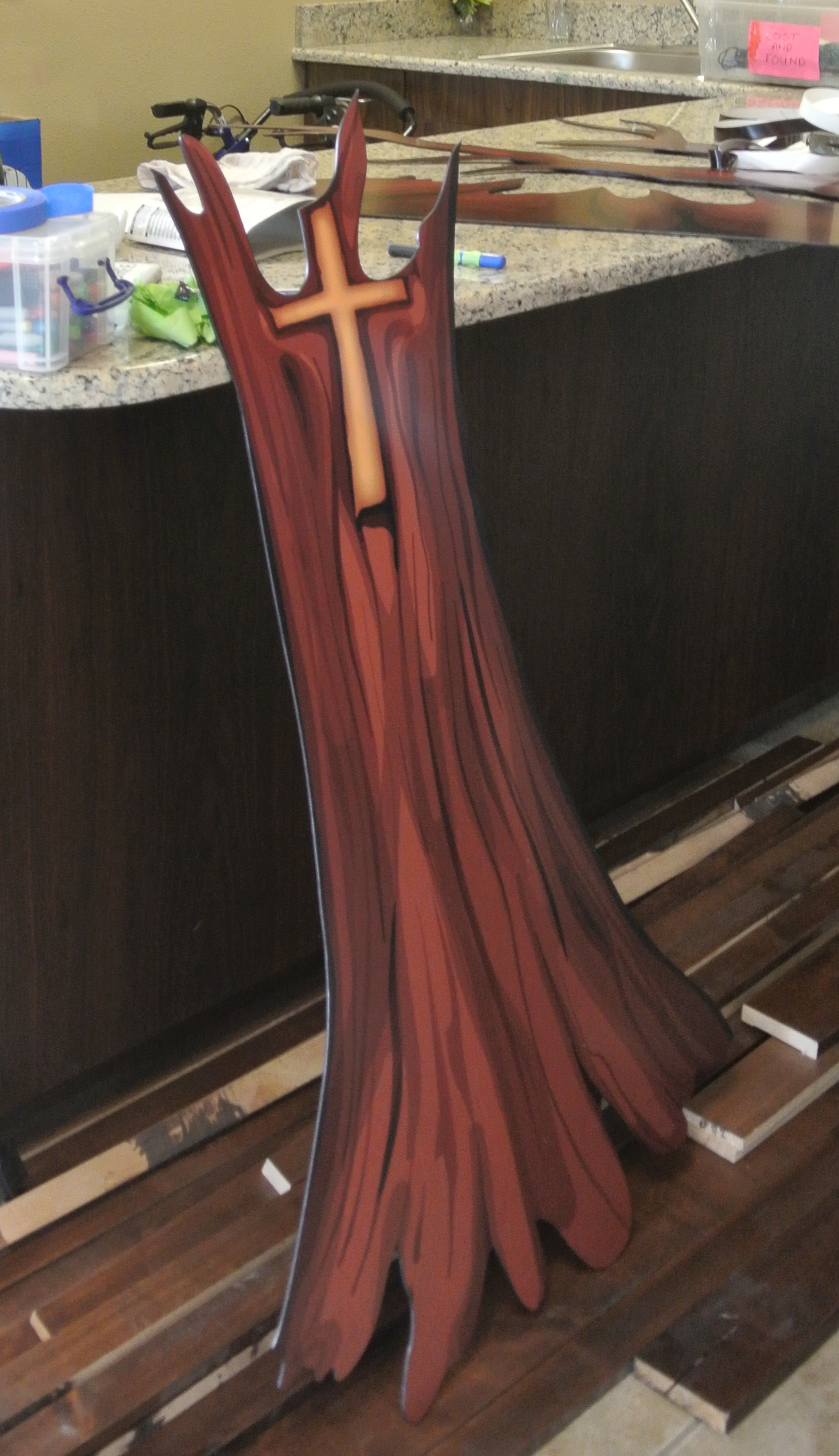 I worked closely with the client to add an image of a carved cross in a style and prominence that they were looking for.