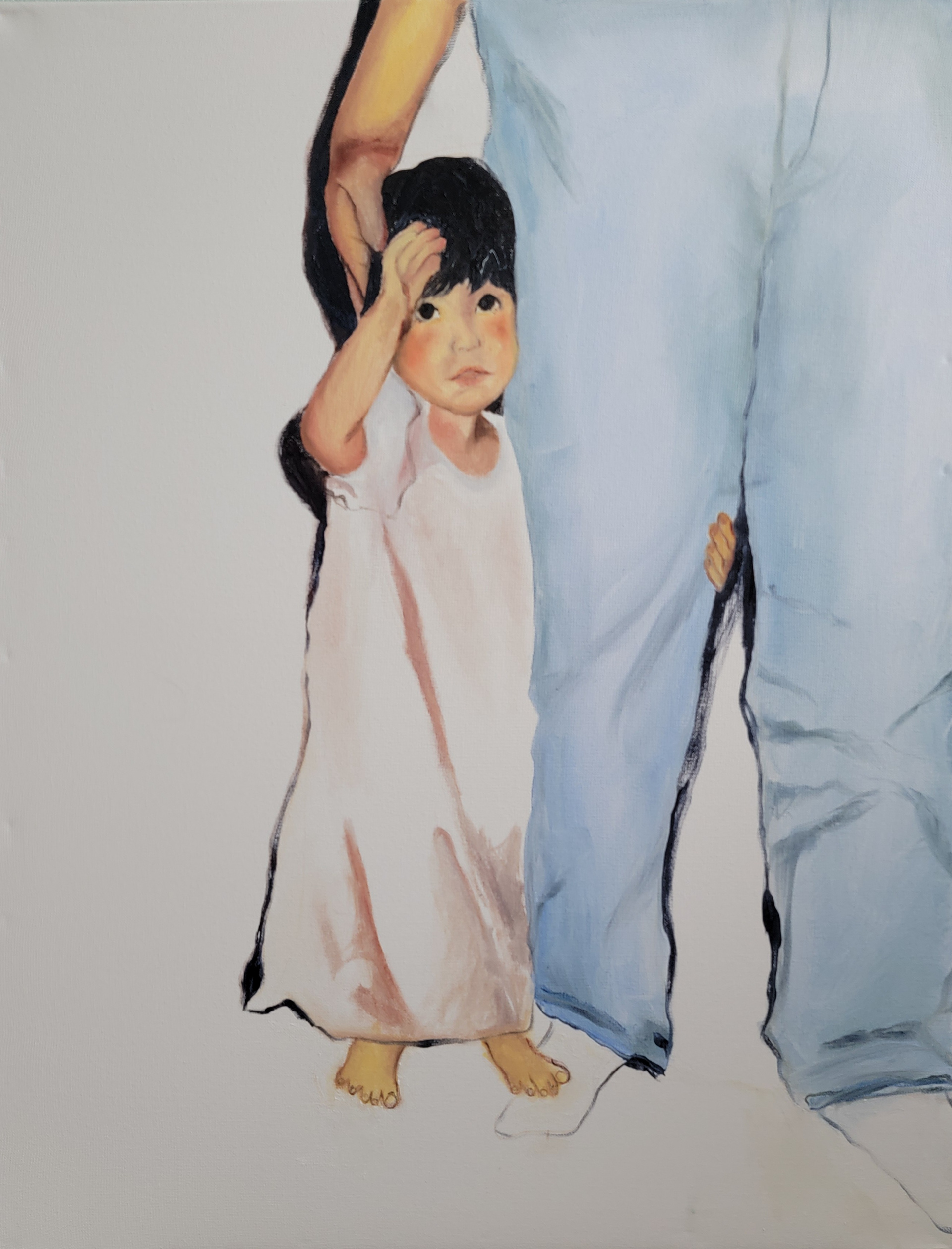 cassandra and dad, oil on canvas, 24x30, 2021