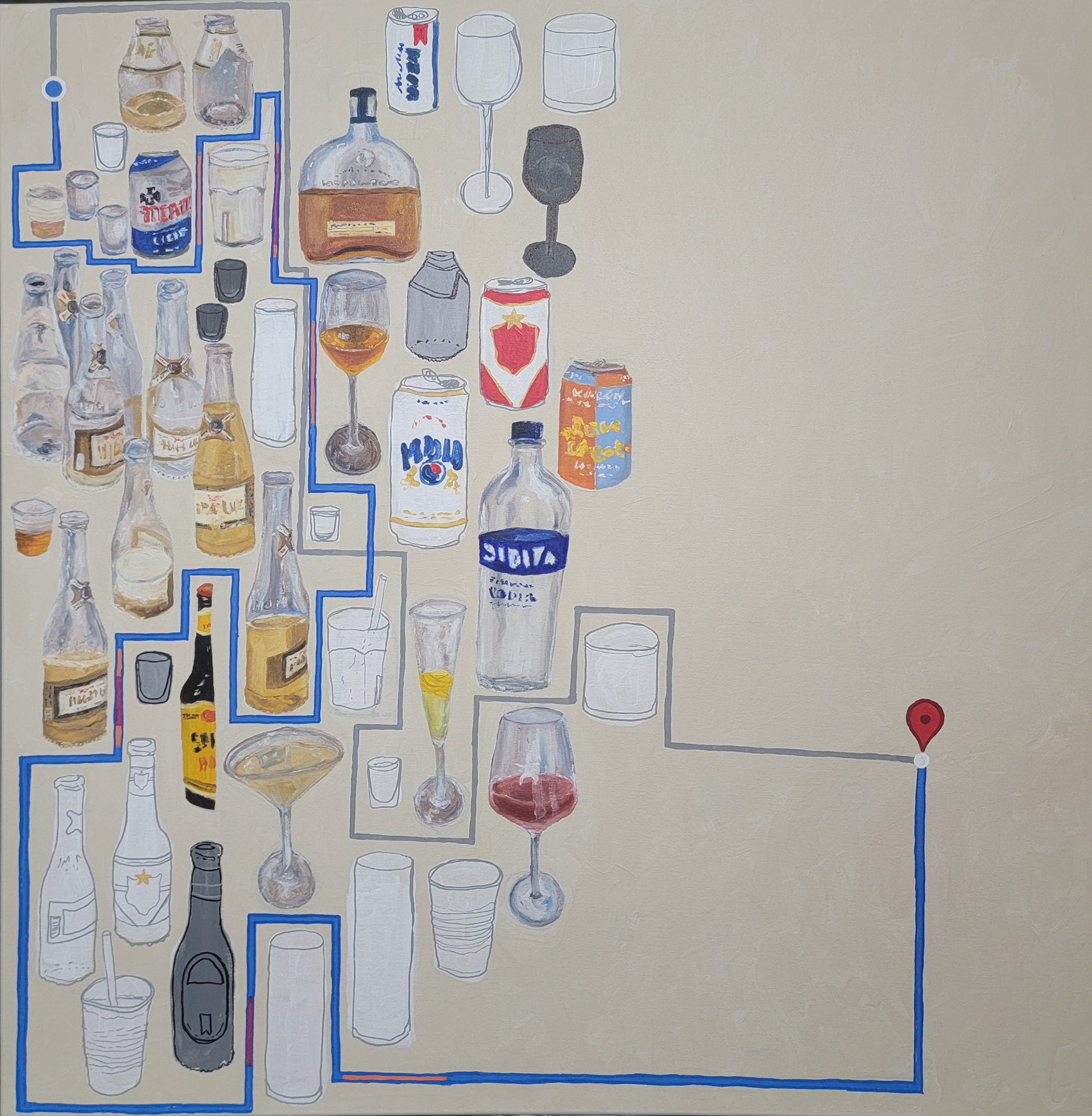 july's bender, oil/acrylic on canvas