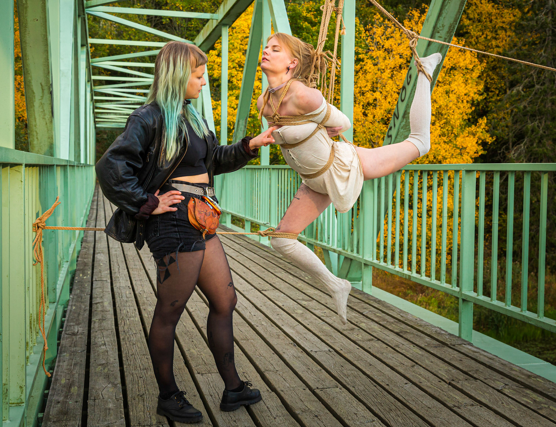 @kuje.ropes and @Elie_Shibari on a bridge to nowhere, September 30, 2020. #4