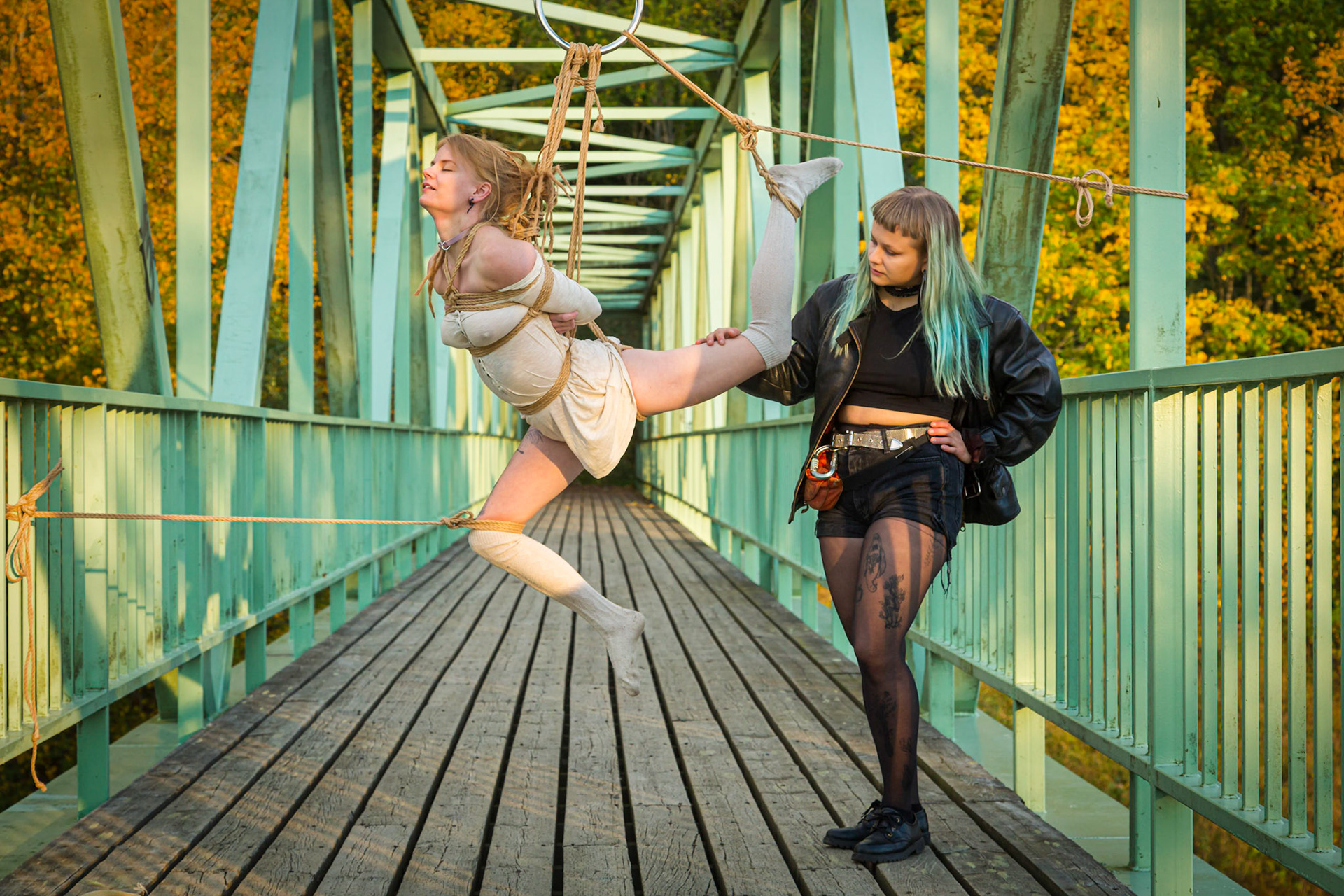 @kuje.ropes and @Elie_Shibari on a bridge to nowhere, September 30, 2020. #3