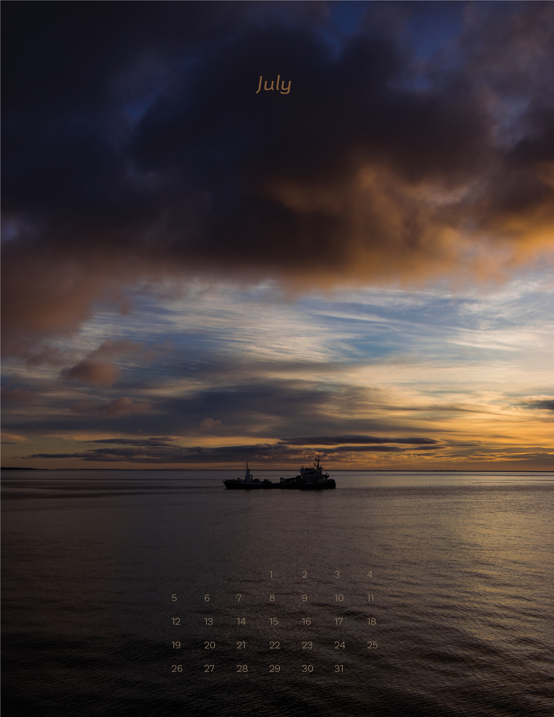 July: Sunrise over the Strait of Magellan