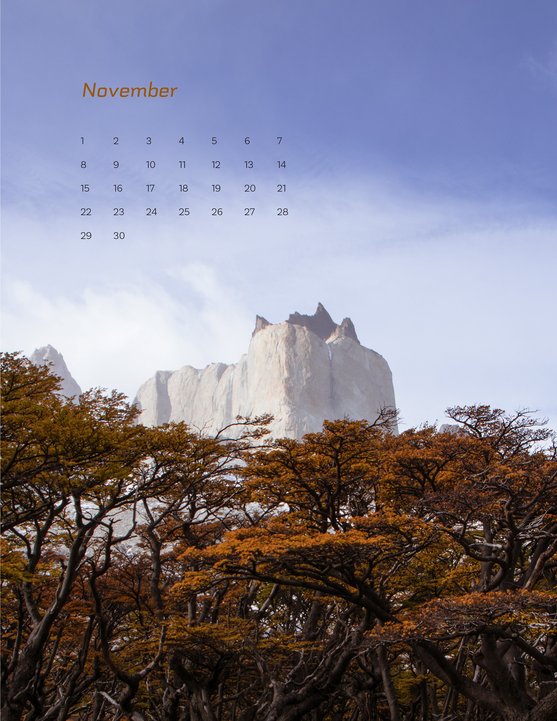 November: Towers, Torres del Paine National Park
