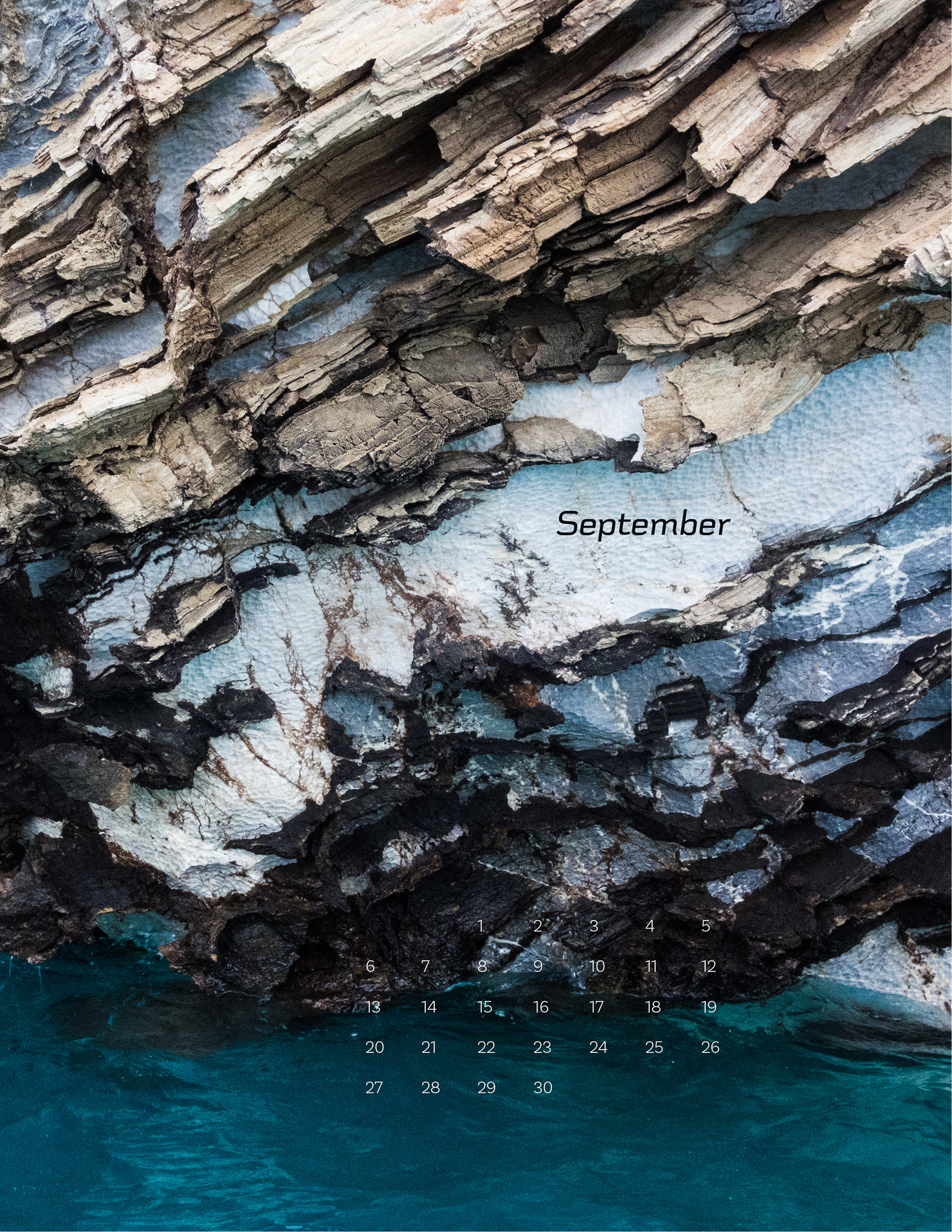 September: Natural marble pillar in Las Capillas de Marmol, Aysen Region