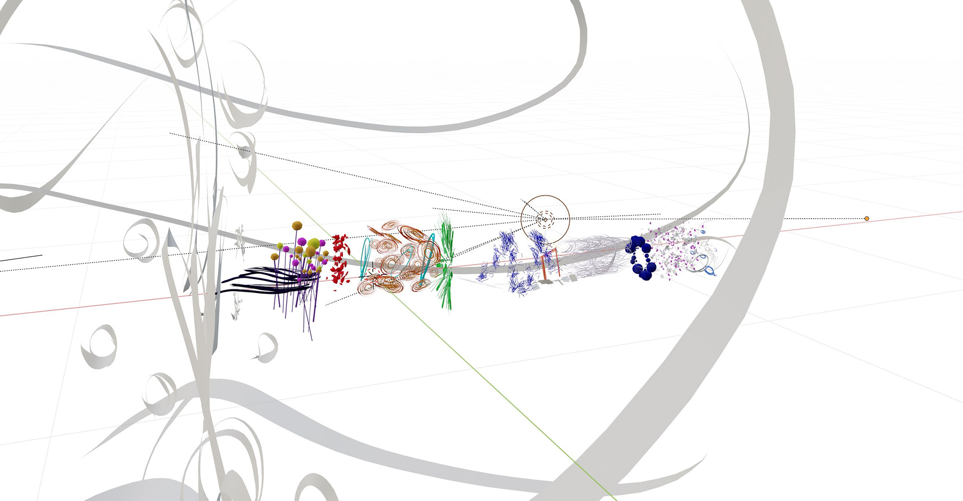 Side view of tunnel in Blender, re-applying materials and positioning tunnel elements