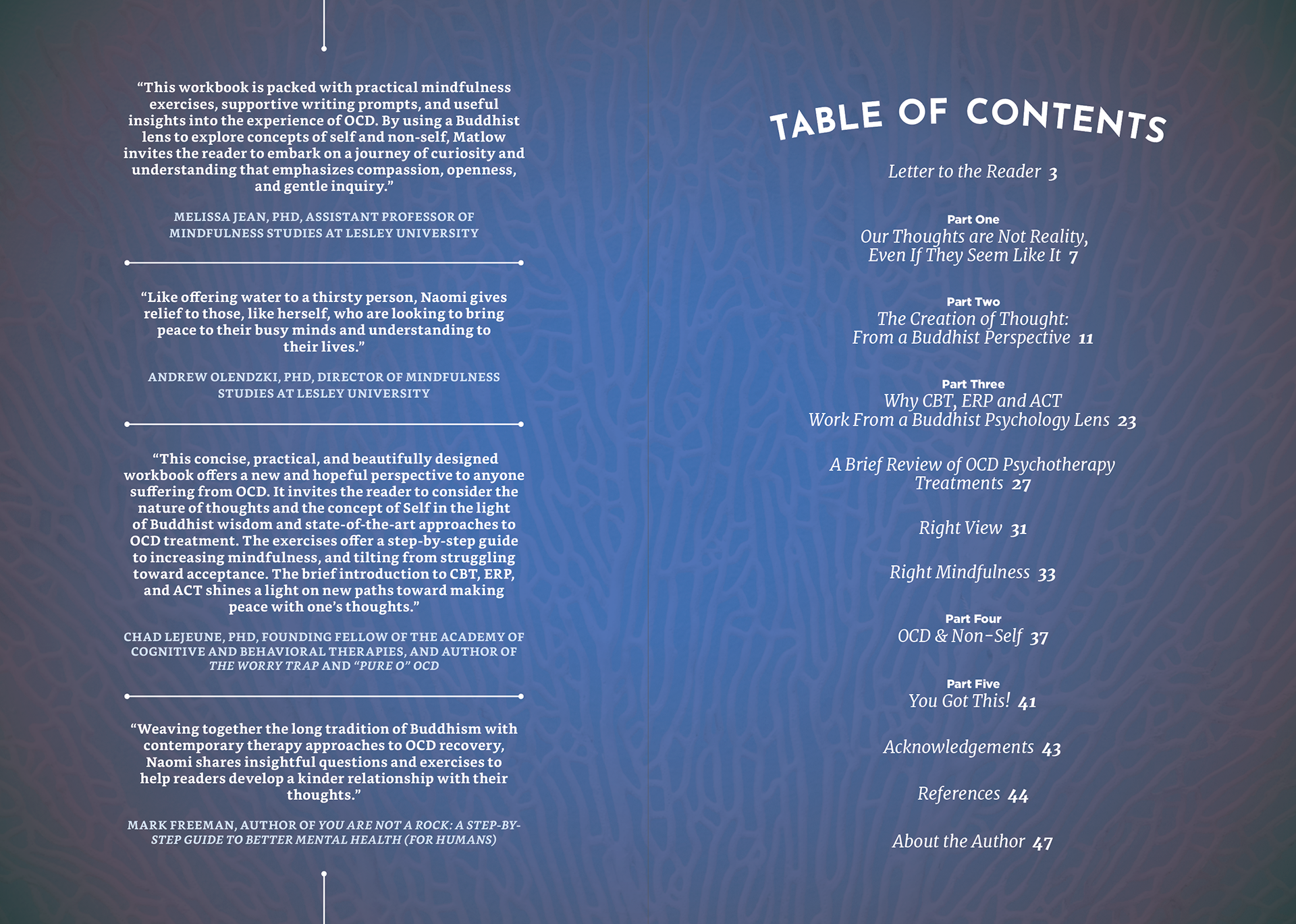 Two-page Spread from A Thought is Just a Thought: A Buddhist Guide to OCD Workbook by Naomi Matlow