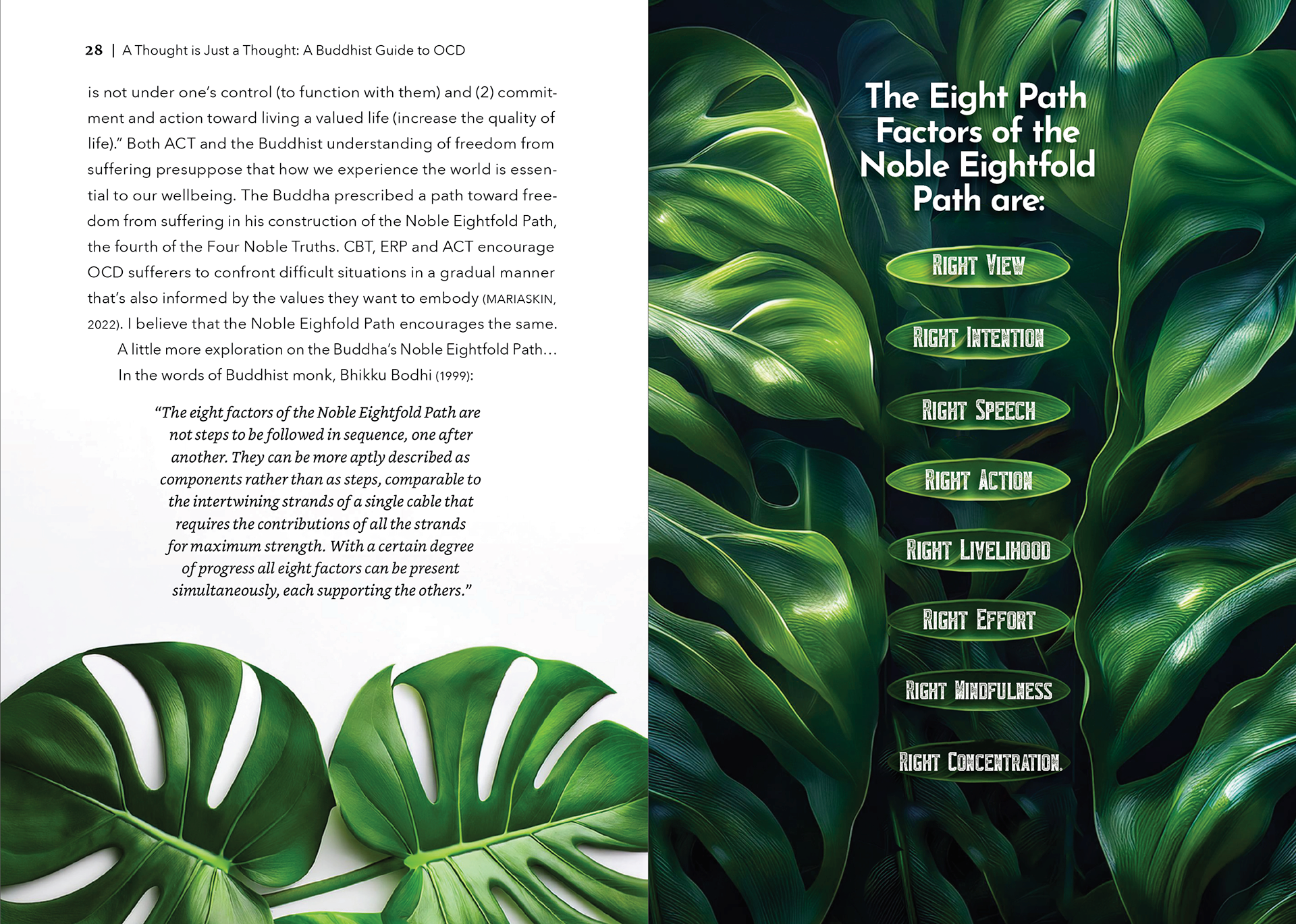 Two-page Spread from A Thought is Just a Thought: A Buddhist Guide to OCD Workbook by Naomi Matlow