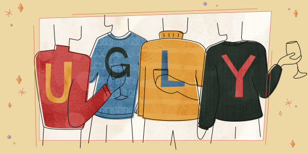 Ugly sweater party image for AIGA Cleveland.