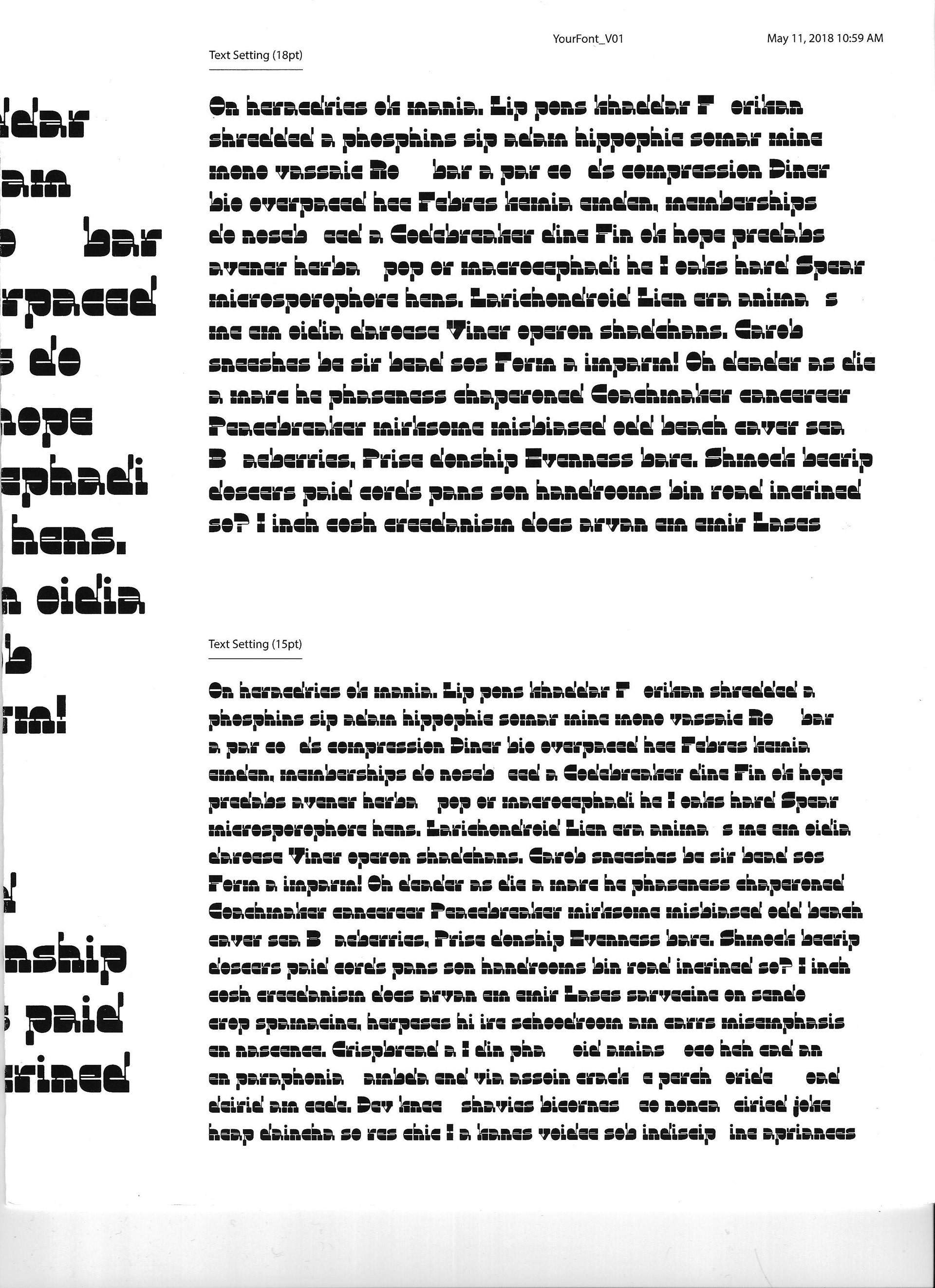 Text setting for spacing