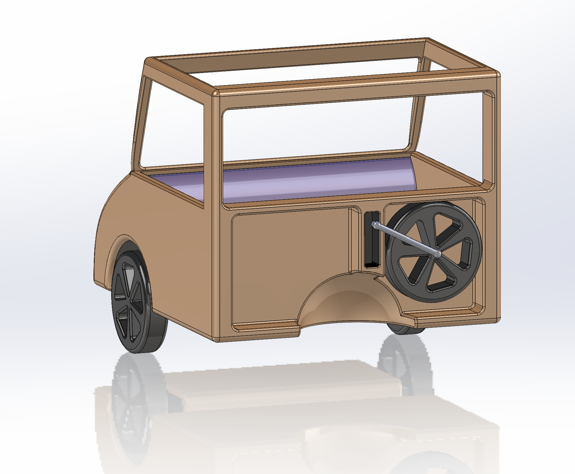 Tail wheel rotates to fold up.